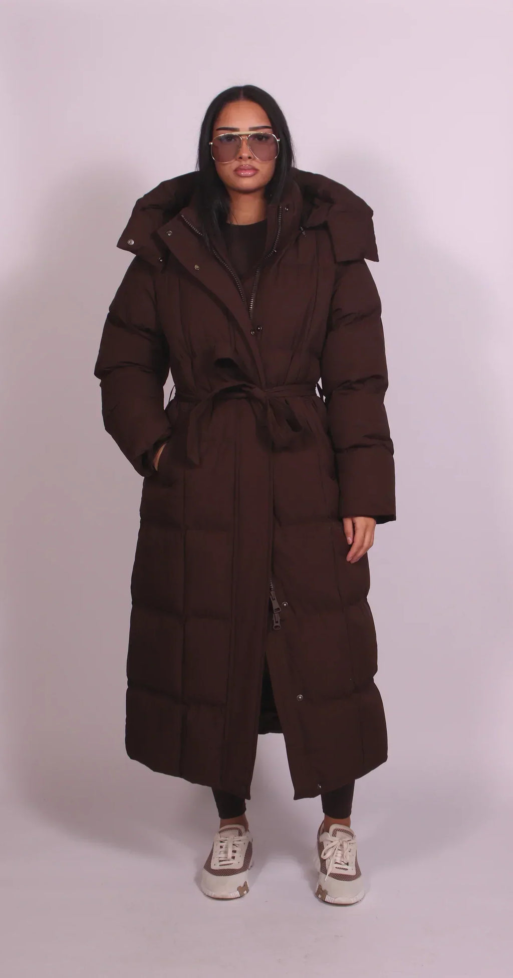 Belted Puffer Coat in a Long Silhouette
