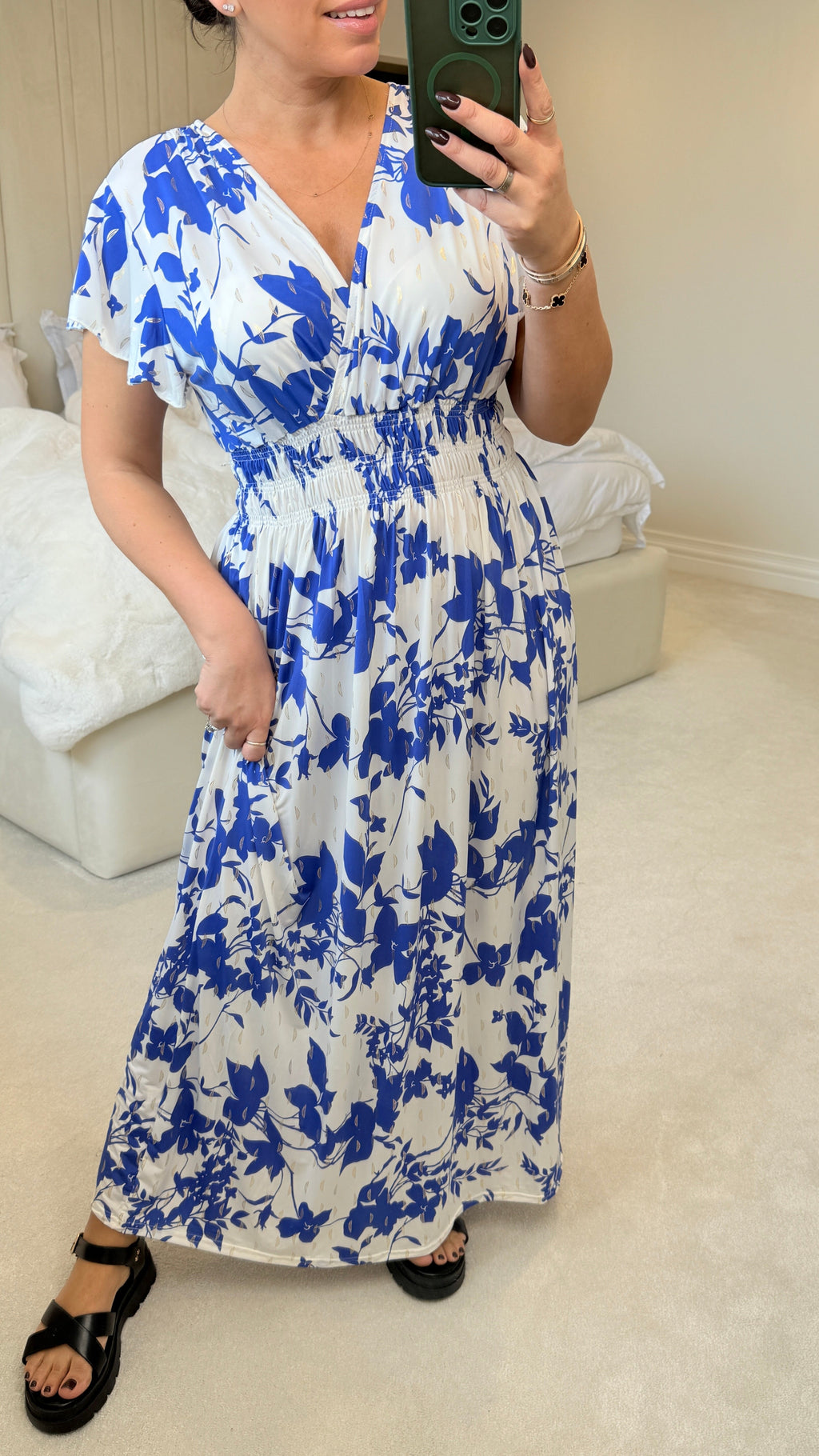 Clement Abstract Leaf Print Magic Maxi Dress