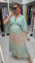 Madeline Floral Print Colour Block Ombre Maxi Dress