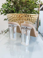 Nude Clear Heel Strap Shoes