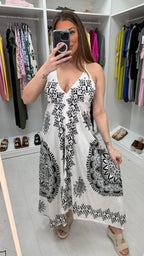 Bobbi Mandala Print Halter Neck Dress