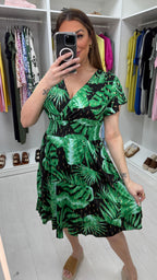 Anica Leaf Print Frill Hem Magic Midi Dress