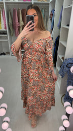 Scarlet Aztec Print Shirred Waist Magic Maxi Dress