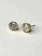 Diamante Gem Stone Set In Gold Stud Earrings 1068
