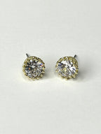 Diamante Gem Stone Set In Gold Stud Earrings 1068