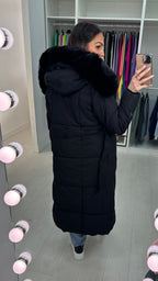 Dixy Faux Fur Hooded Belted Coat
