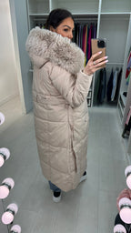Dixy Faux Fur Hooded Belted Coat