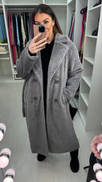 Chantel Faux Fur Longline Belted Coat