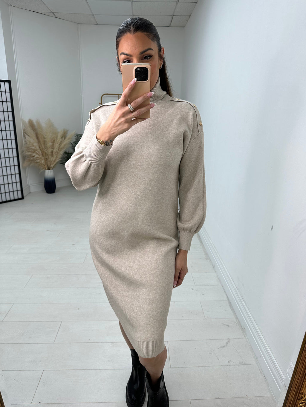 Abia Bee Detail Roll Neck Jumper Dress