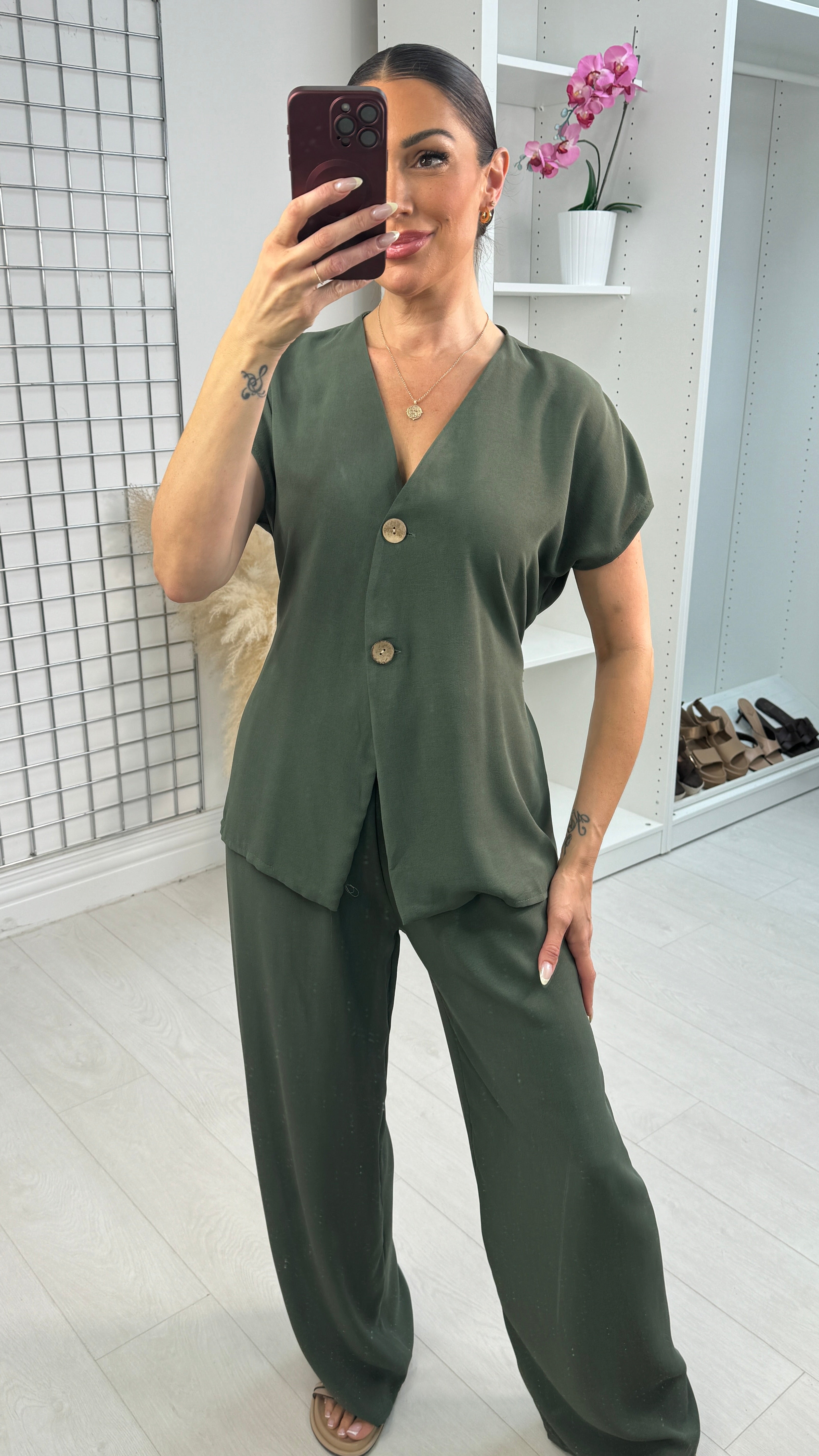 Brook Plain Button Front Co-Ord Set