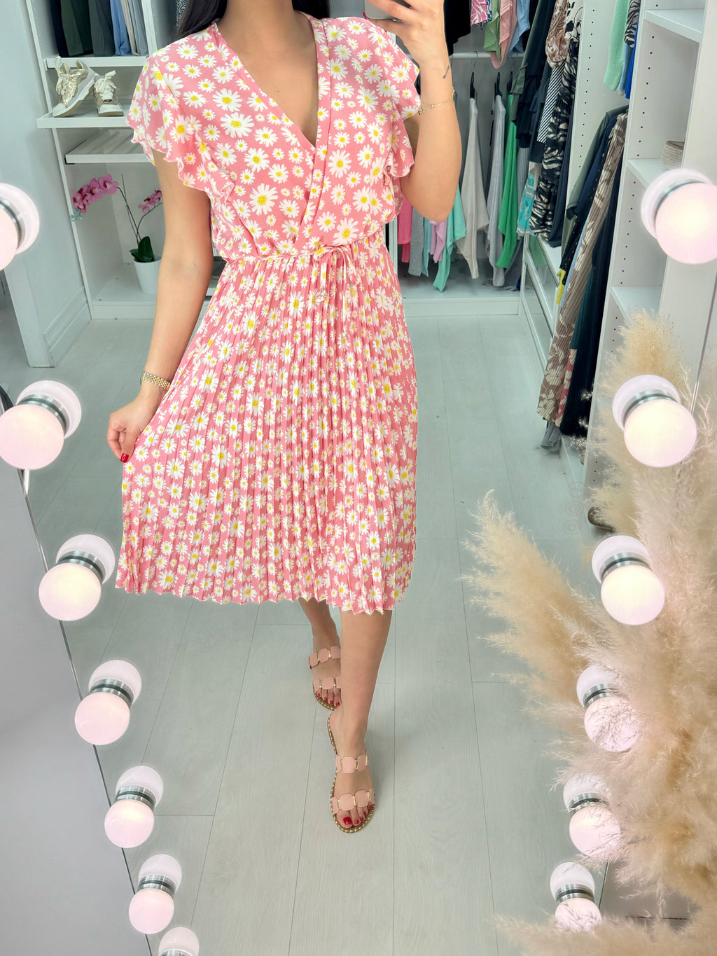 Tatiana Daisy Print Pleated Midi Dress