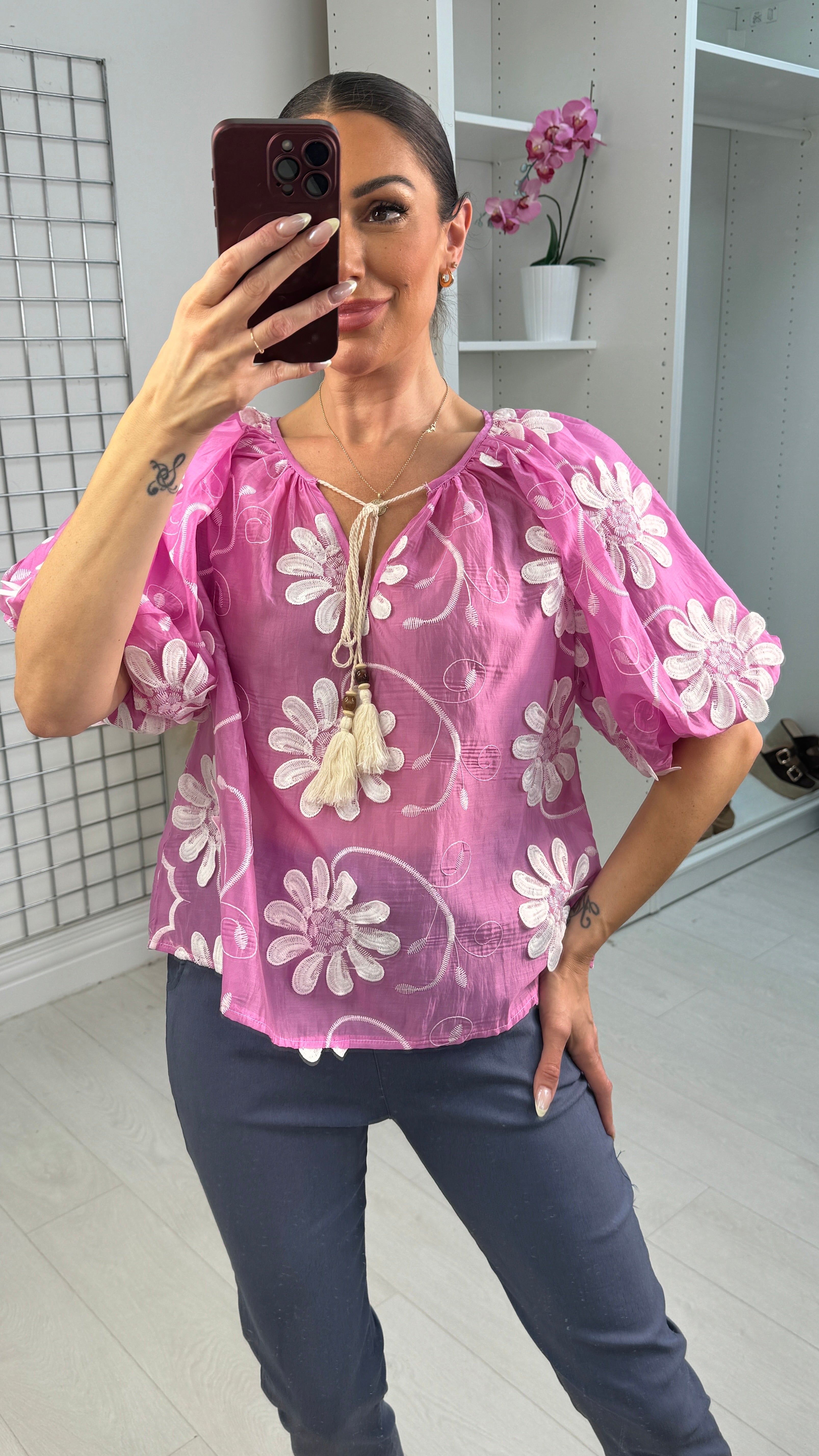 Emery Embroidered Floral Boho Top