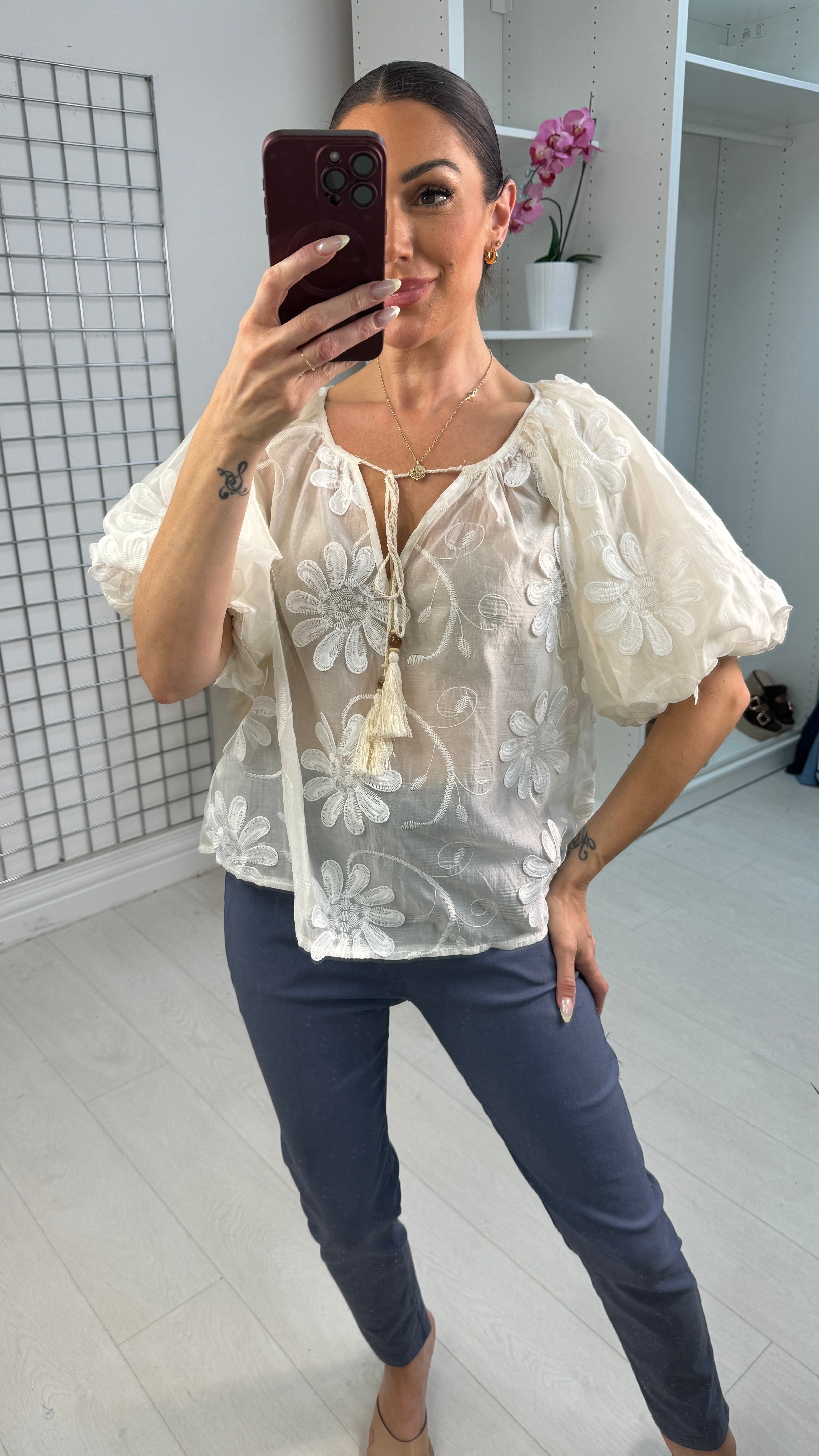 Emery Embroidered Floral Boho Top