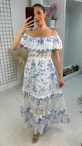 Jude Floral Lace Bardot Maxi Dress