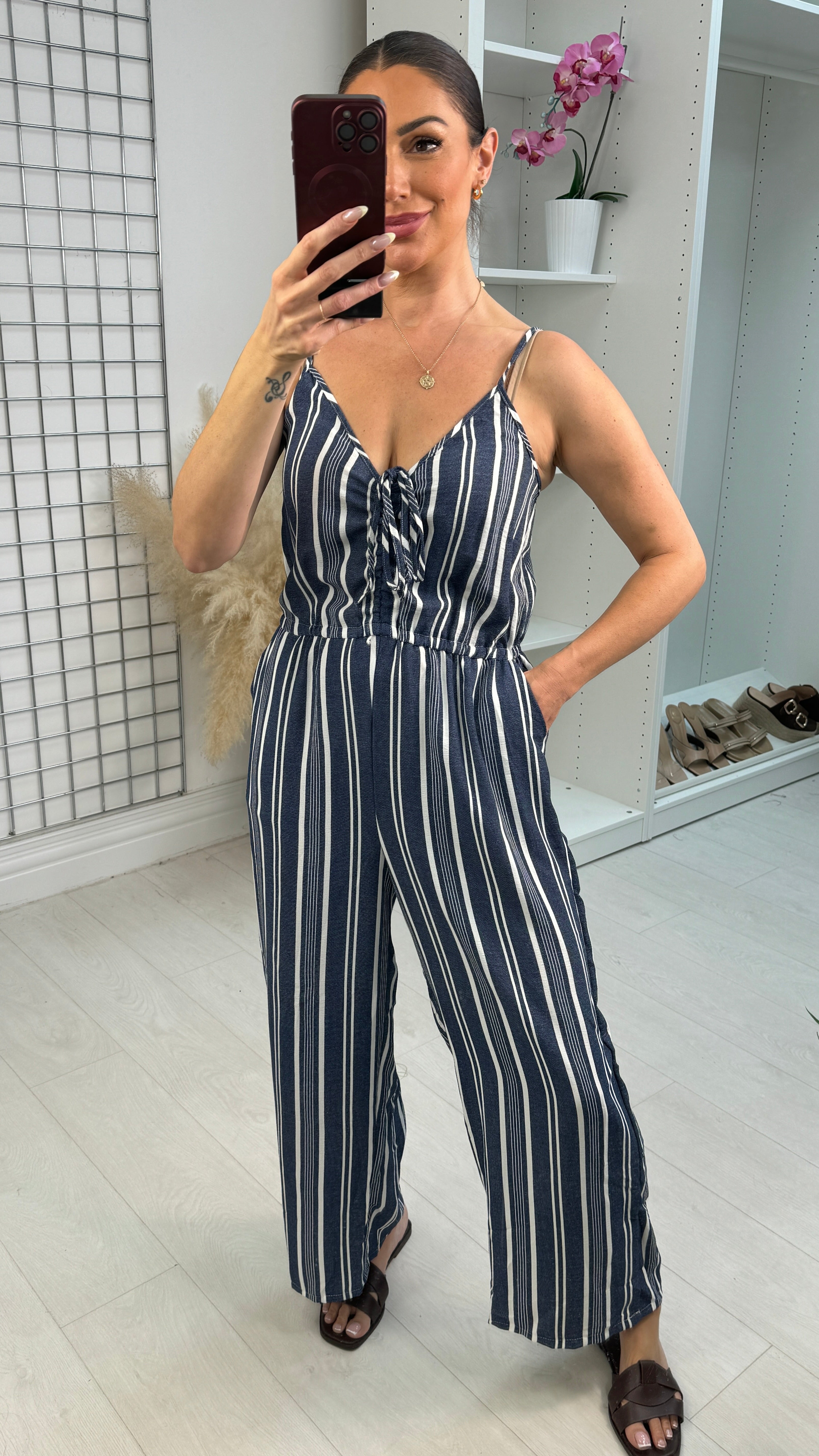 Carmen Stripe Wide Leg Jumpsuit