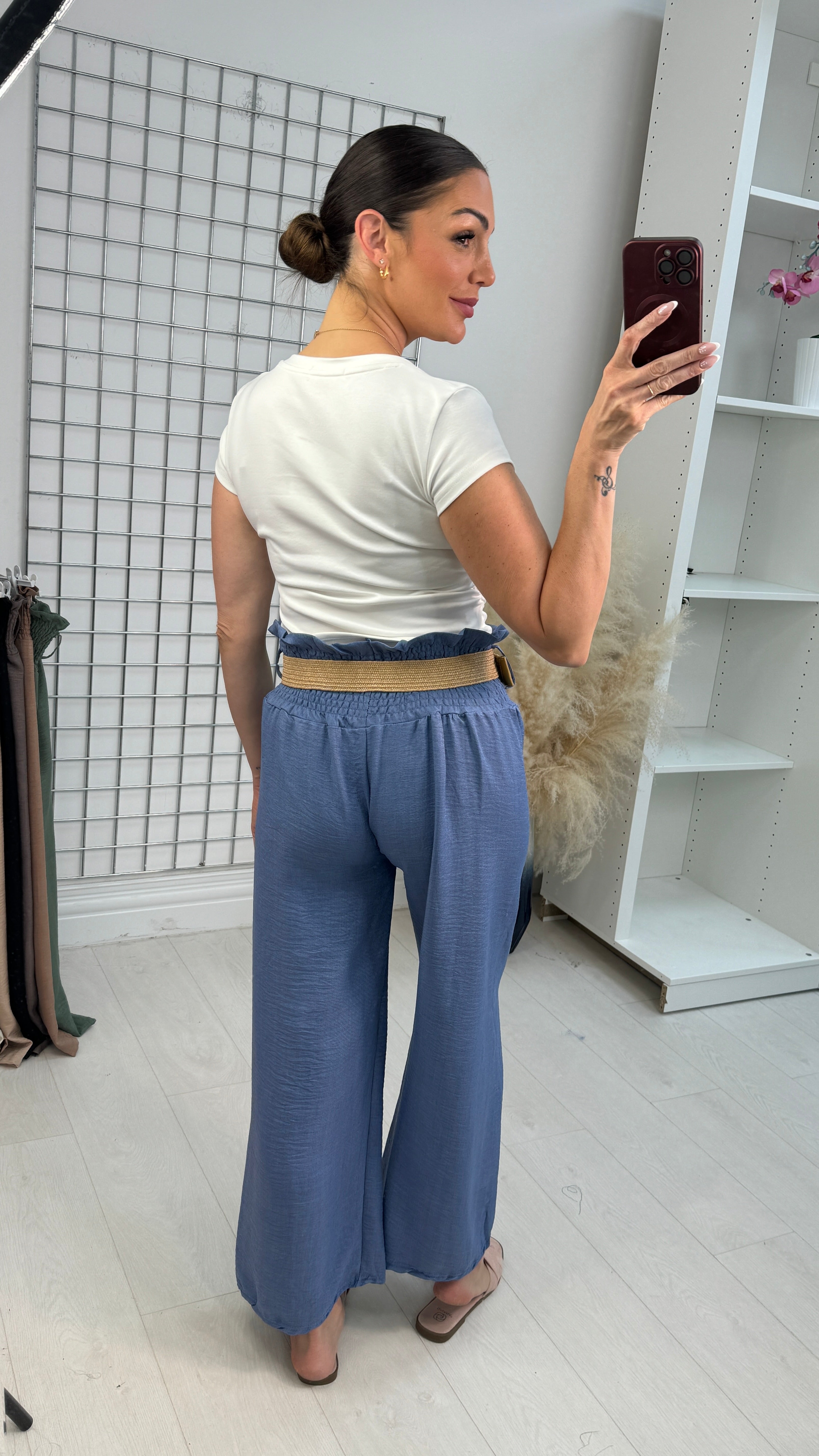 Juno Wide Leg Trousers with Woven Belt