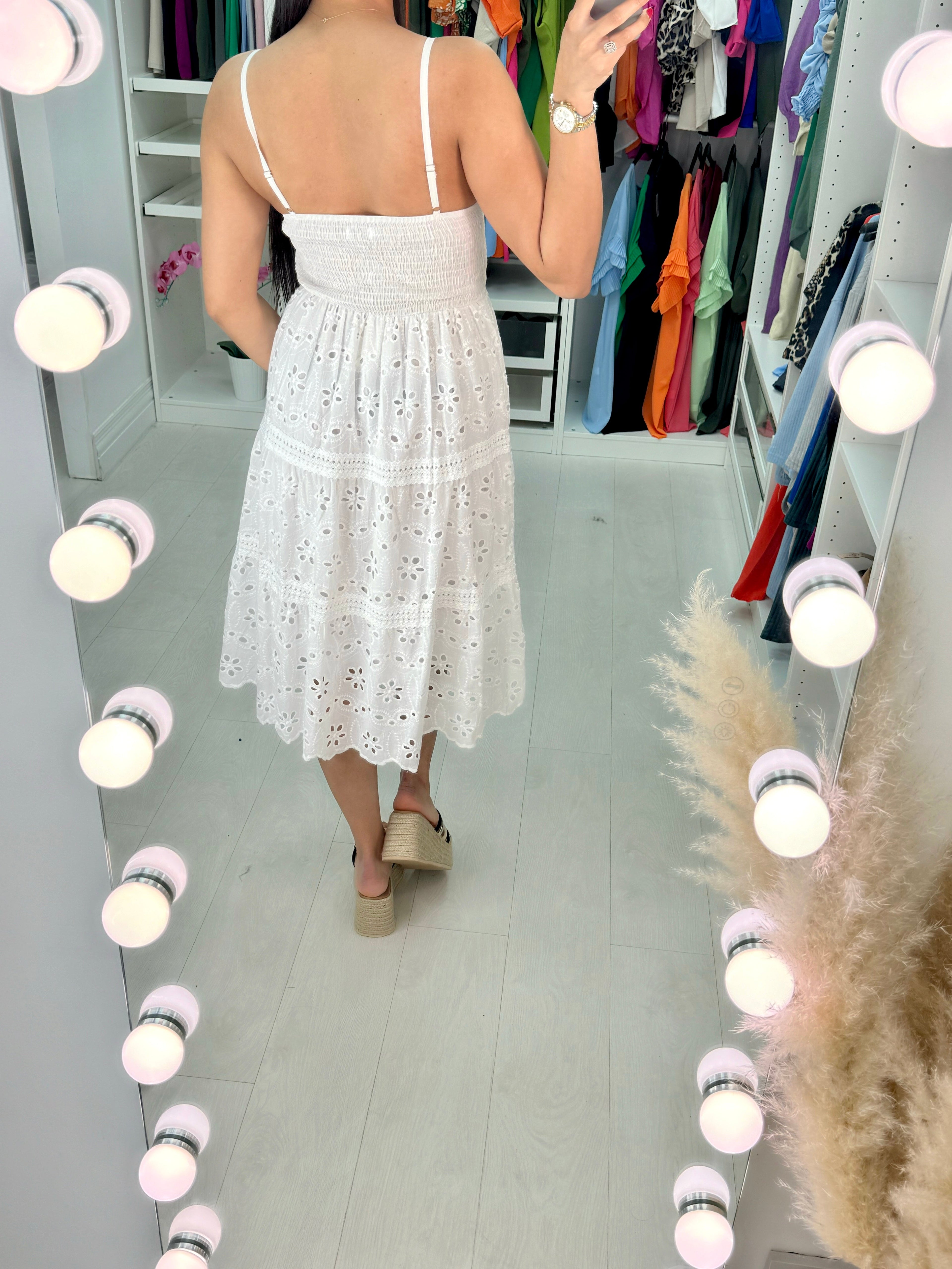Lennox Pearl Detail Embroidery Dress