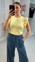 Andi Plain Frill Sleeve Detailed Top