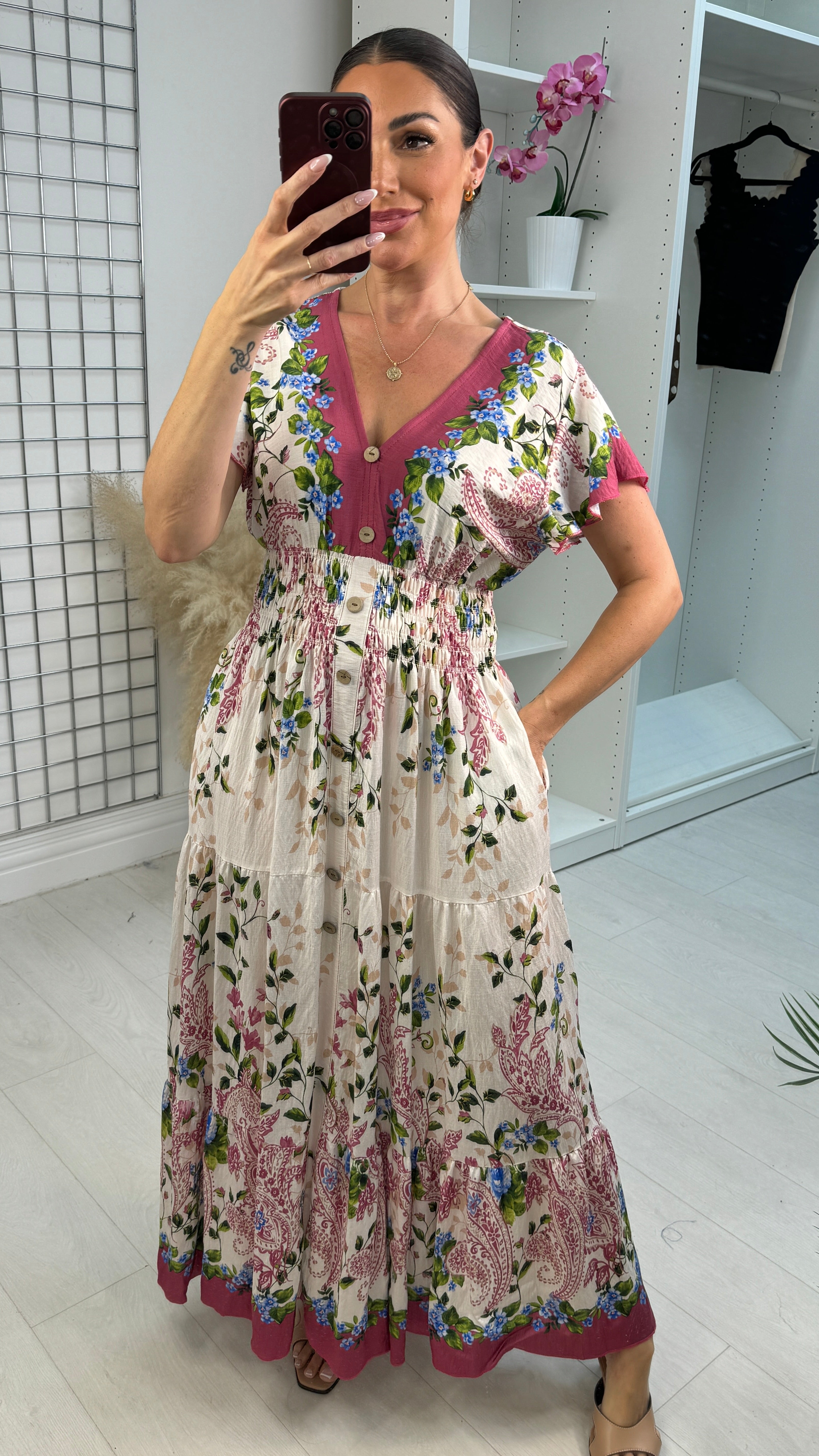 Azura Floral Button-Front Maxi Dress