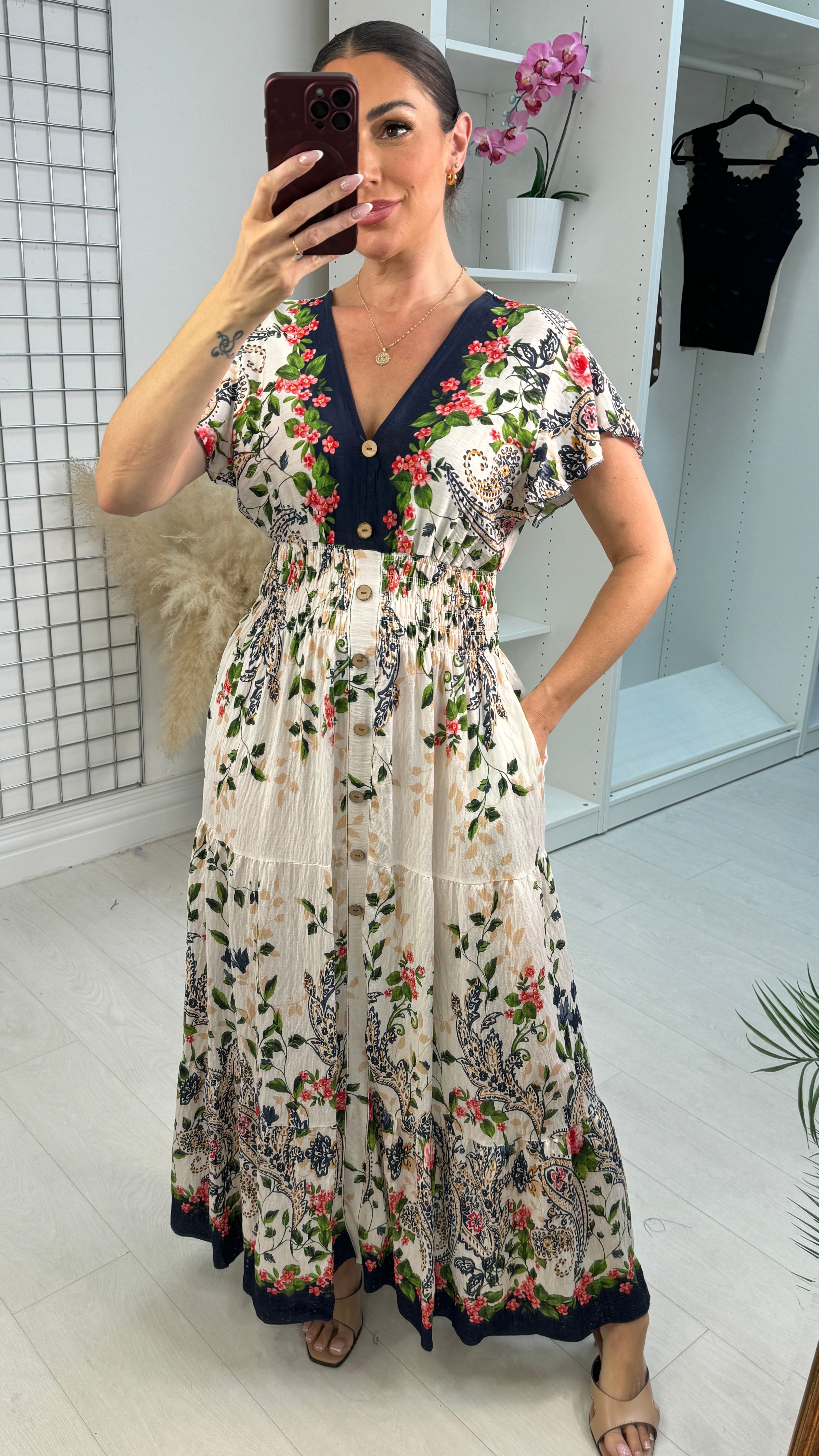 Azura Floral Button-Front Maxi Dress