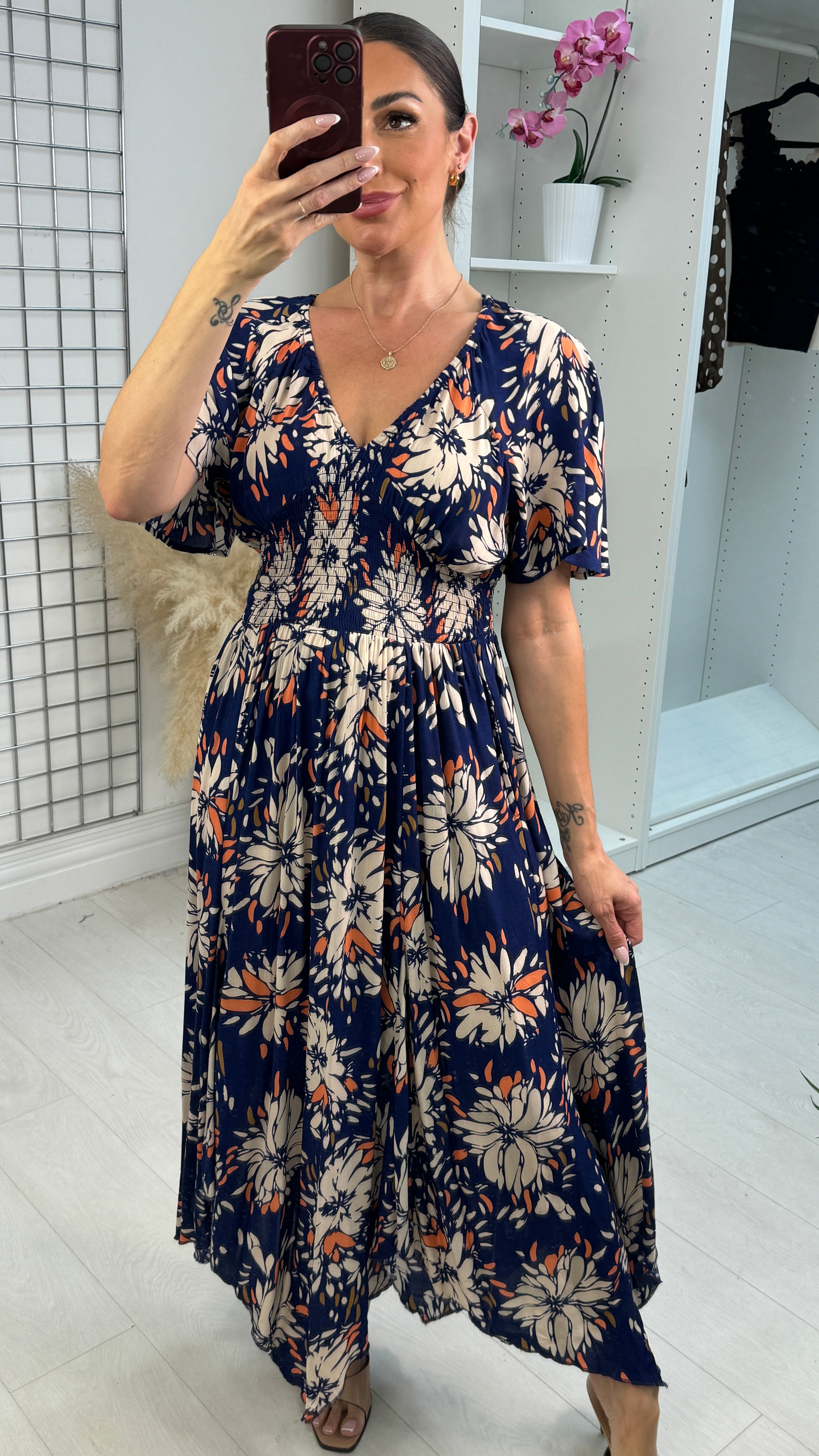 Dora Floral Shirred Maxi Dress