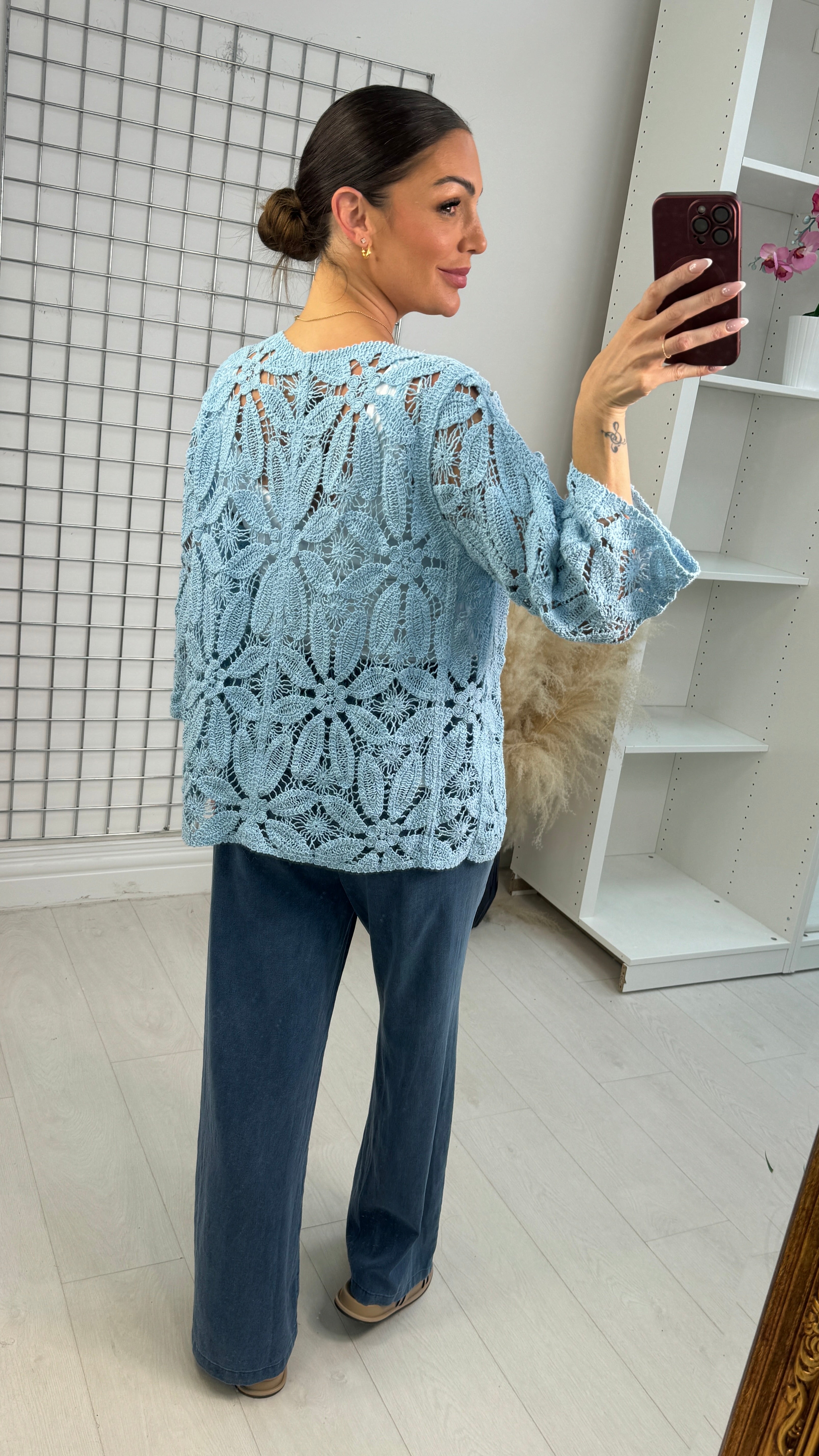 Wella Open Front Crochet Cardigan