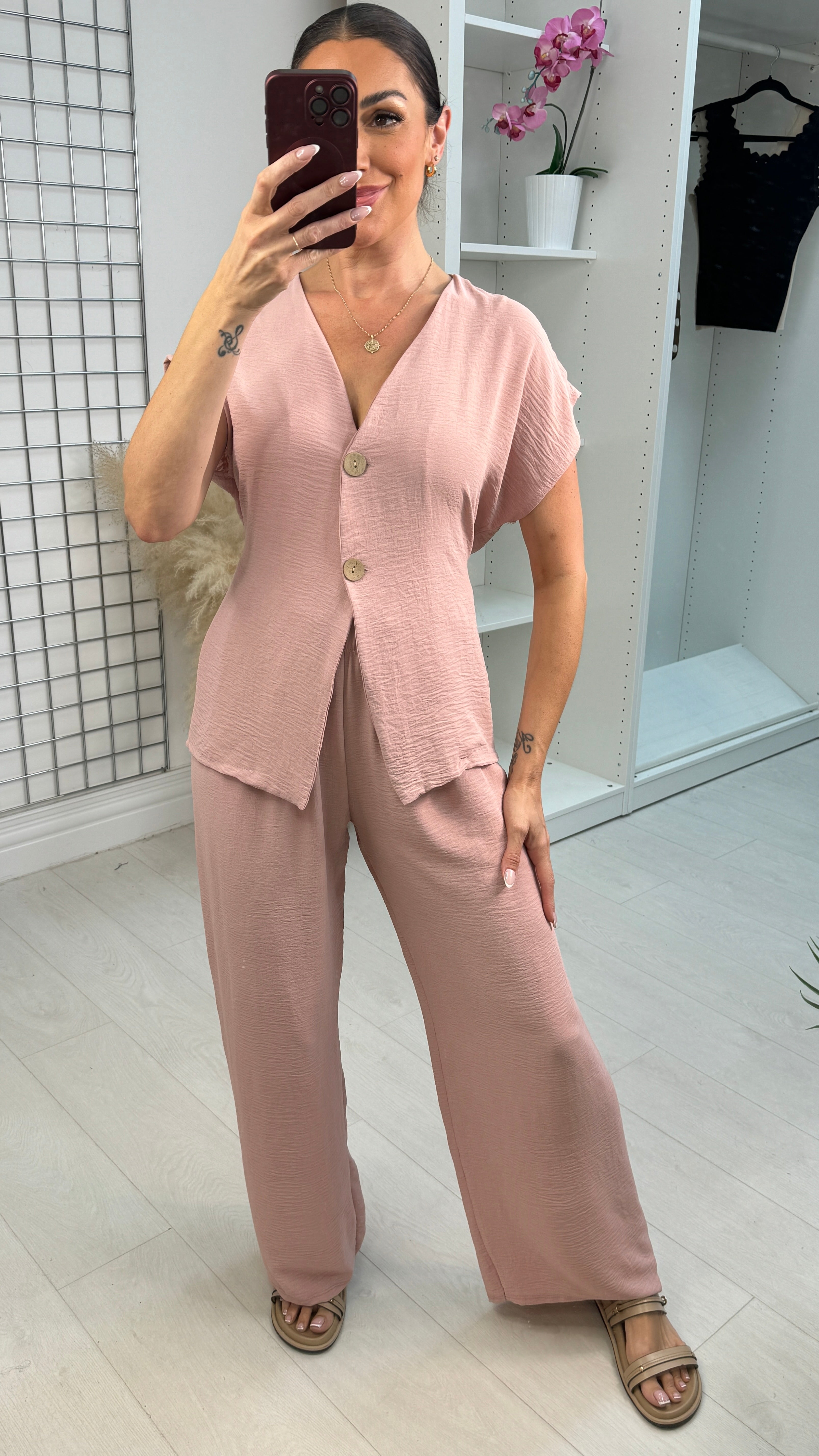 Brook Plain Button Front Co-Ord Set
