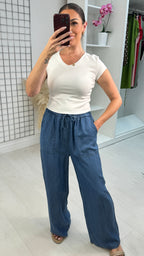 Wilda Denim Wide Leg Trousers