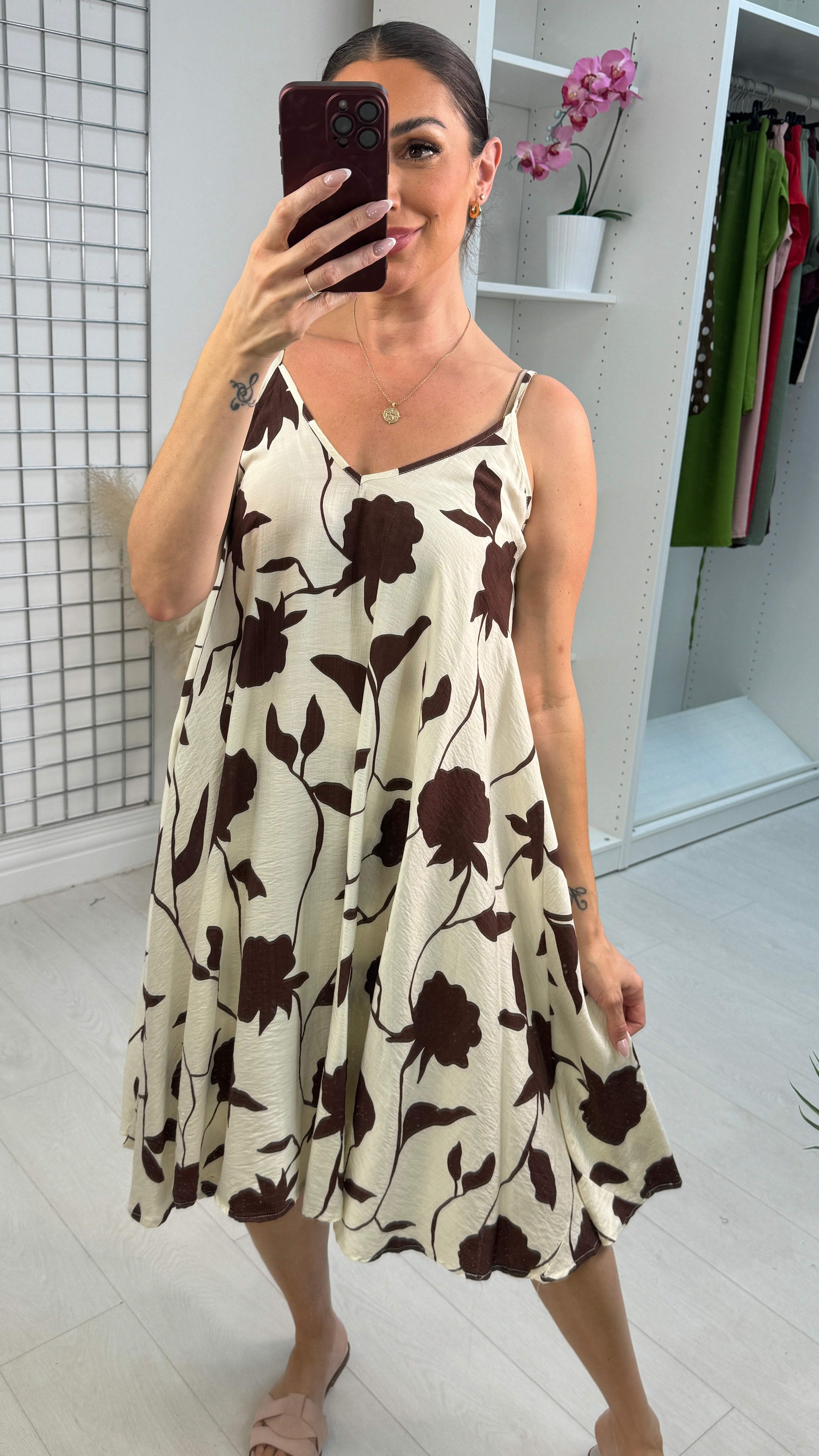 Yolara Floral Print Cami Midi Dress