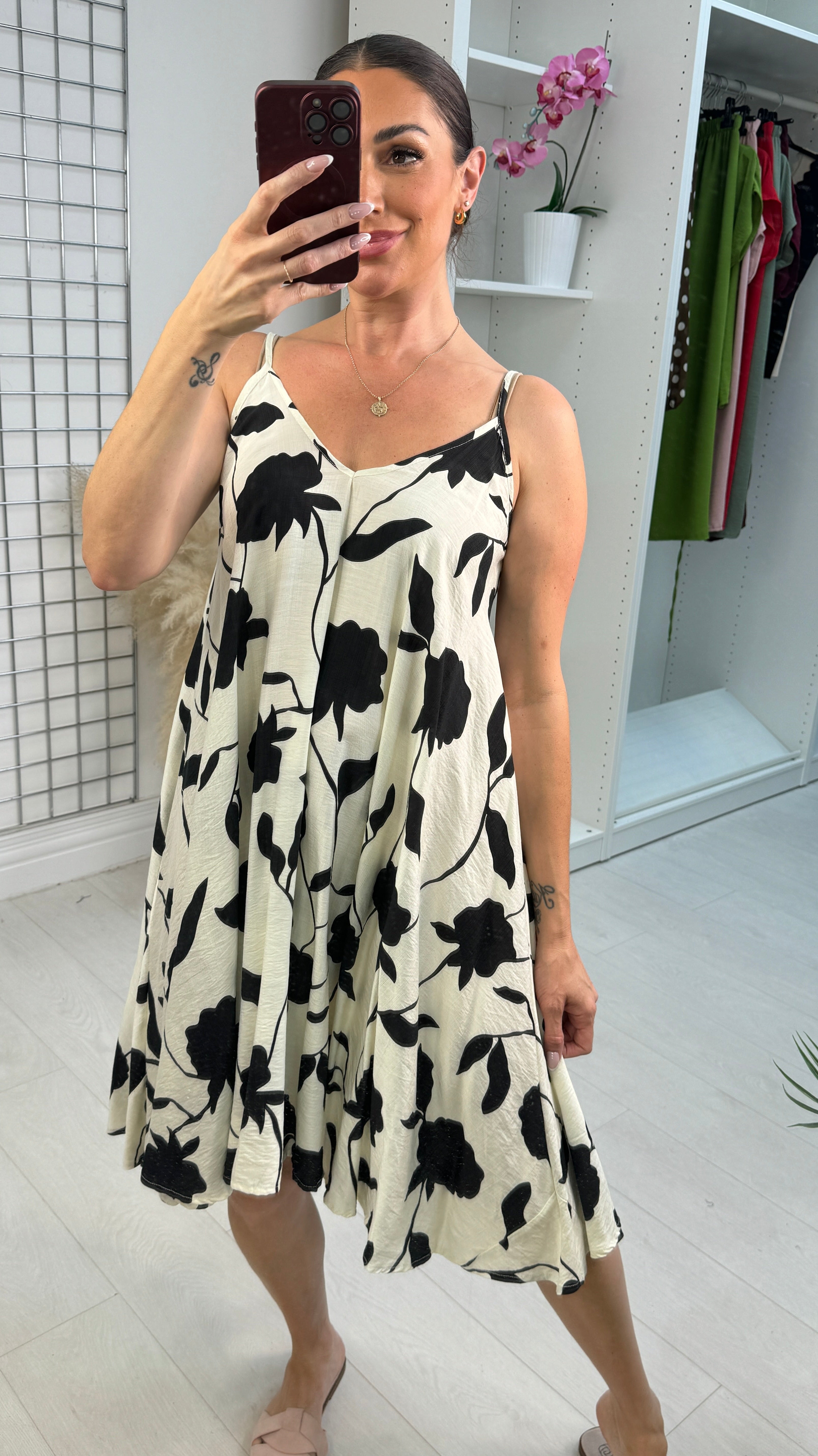 Yolara Floral Print Cami Midi Dress
