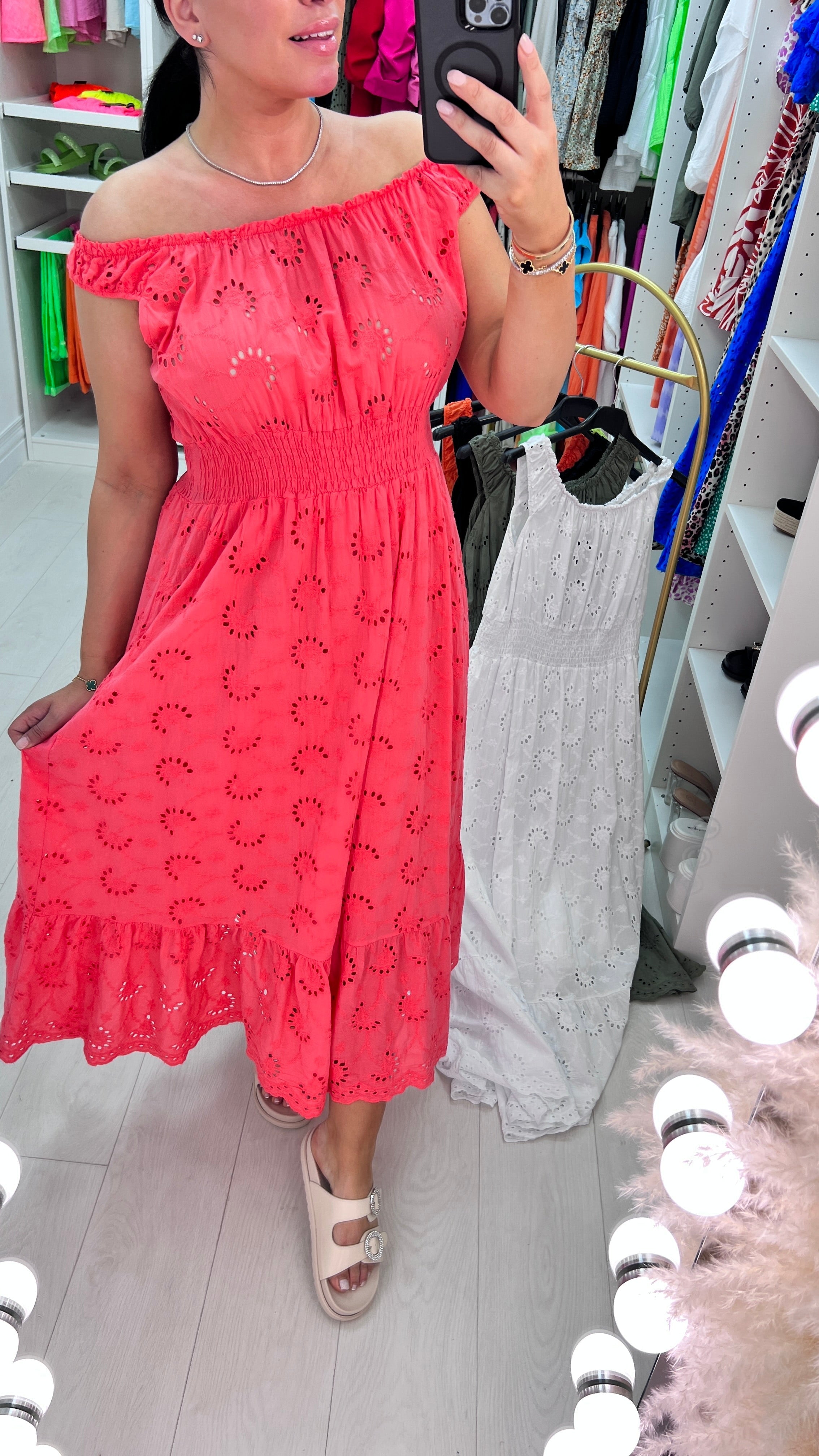 Melaney Broderie Anglaise Frill Hem Midi Dress