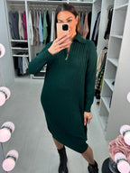 Colada Zip Detail Cable Knitted Jumper Dress