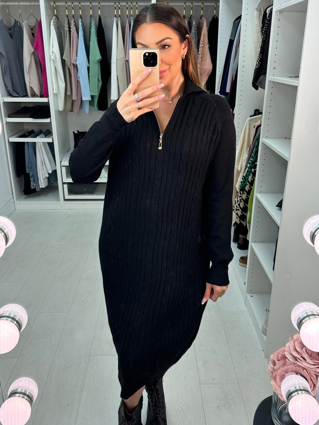 Colada Zip Detail Cable Knitted Jumper Dress
