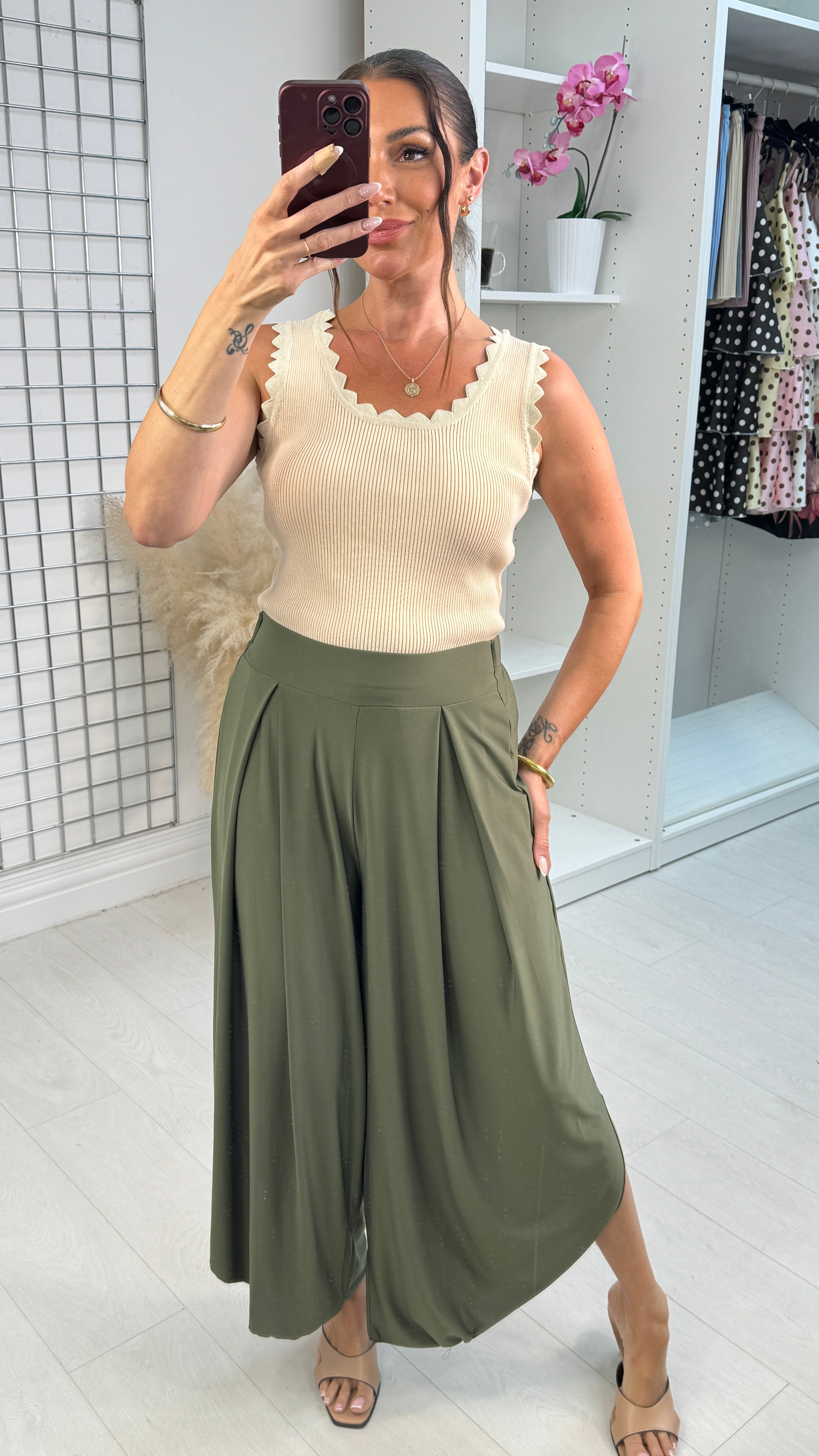 Nalana Wide Leg Culotte Trousers