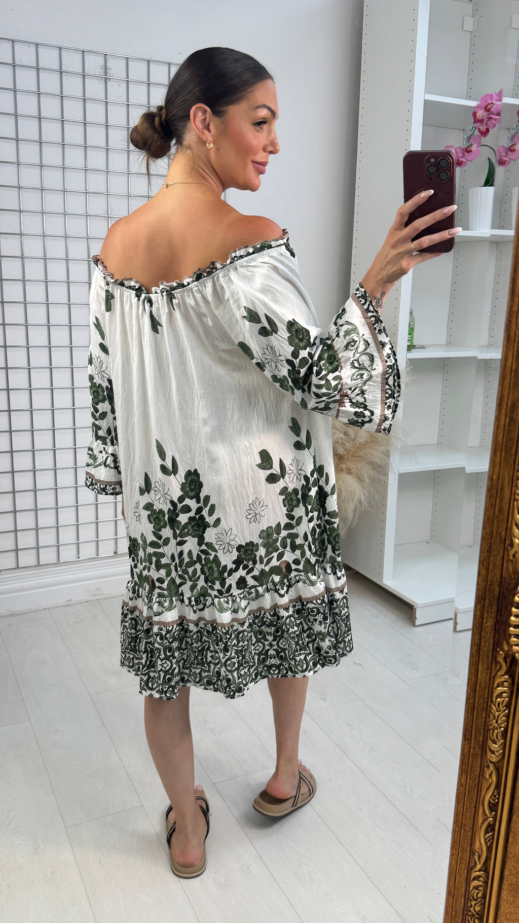 Pavlina Floral Print Loose Fit Bardot Dress