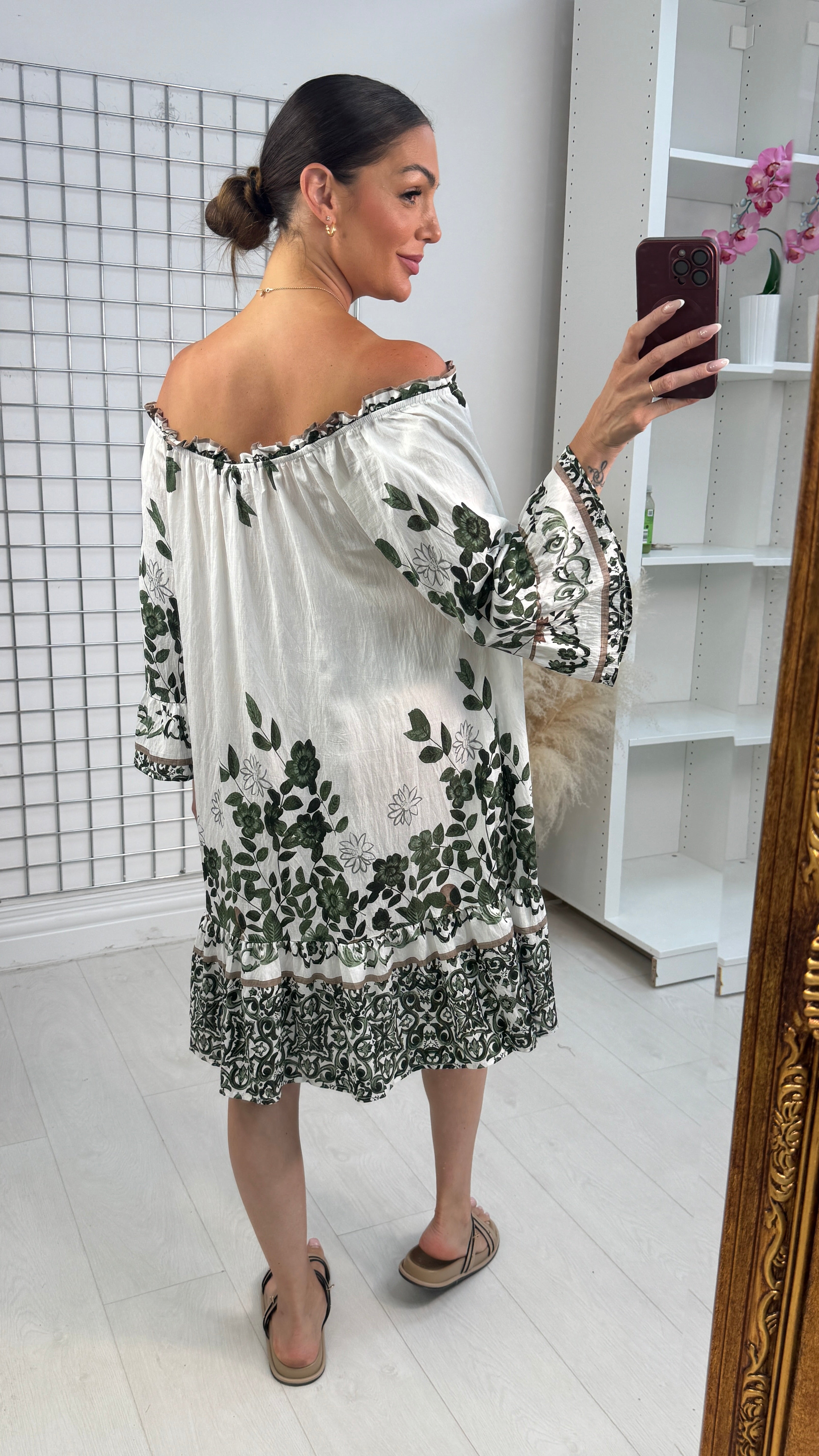 Pavlina Floral Print Loose Fit Bardot Dress