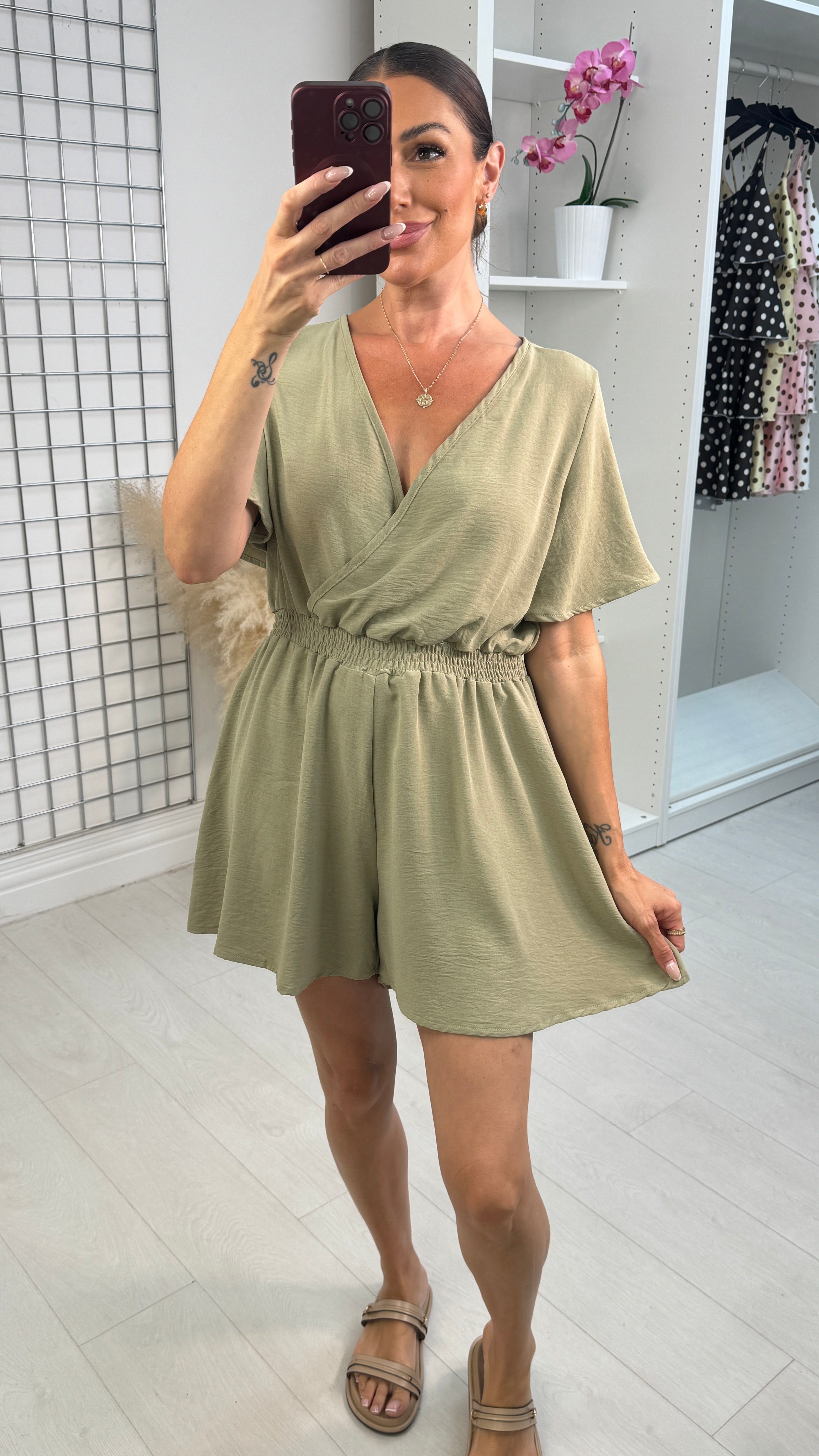 Utopia Plain V Neck Playsuit