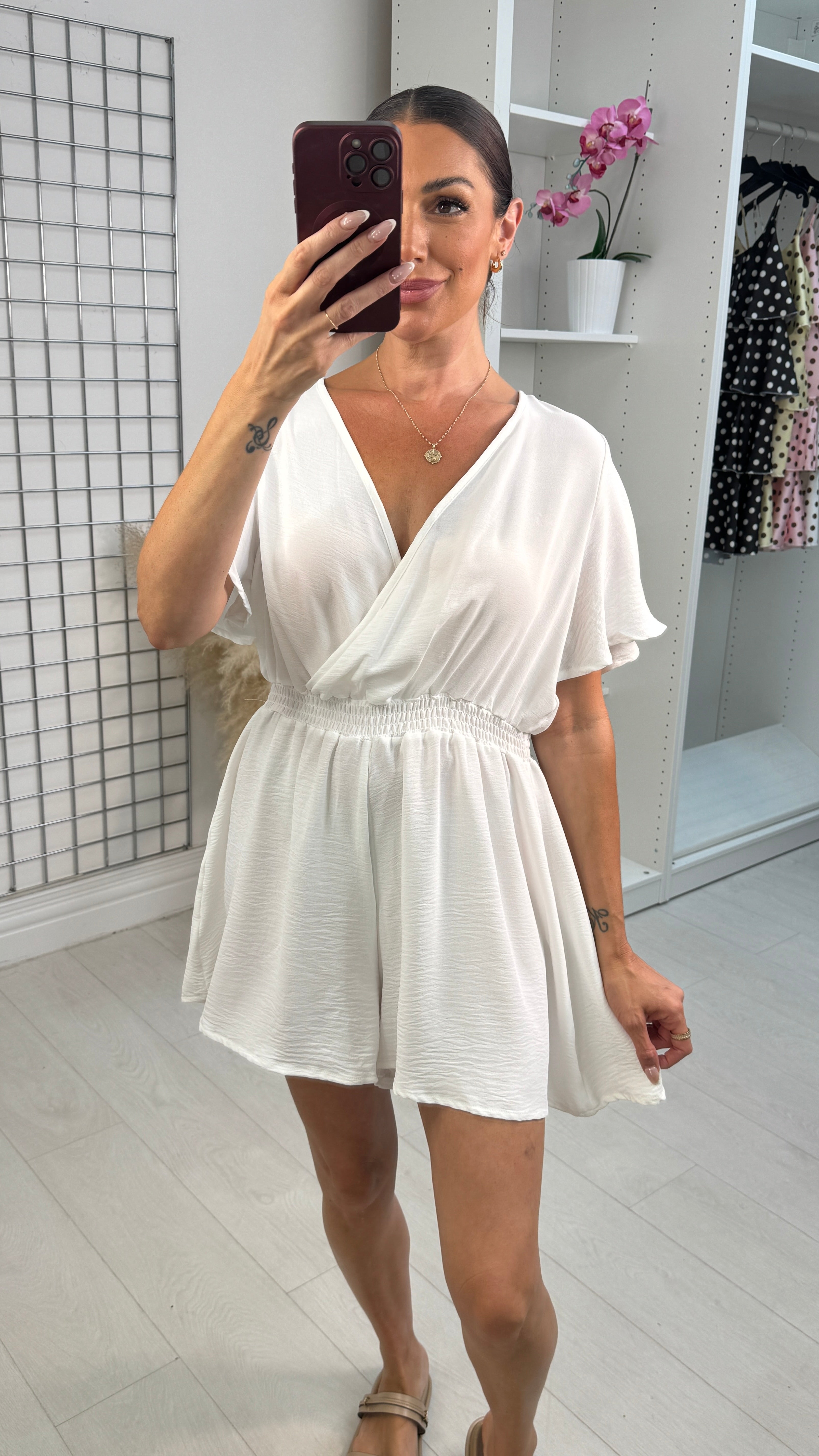 Utopia Plain V Neck Playsuit