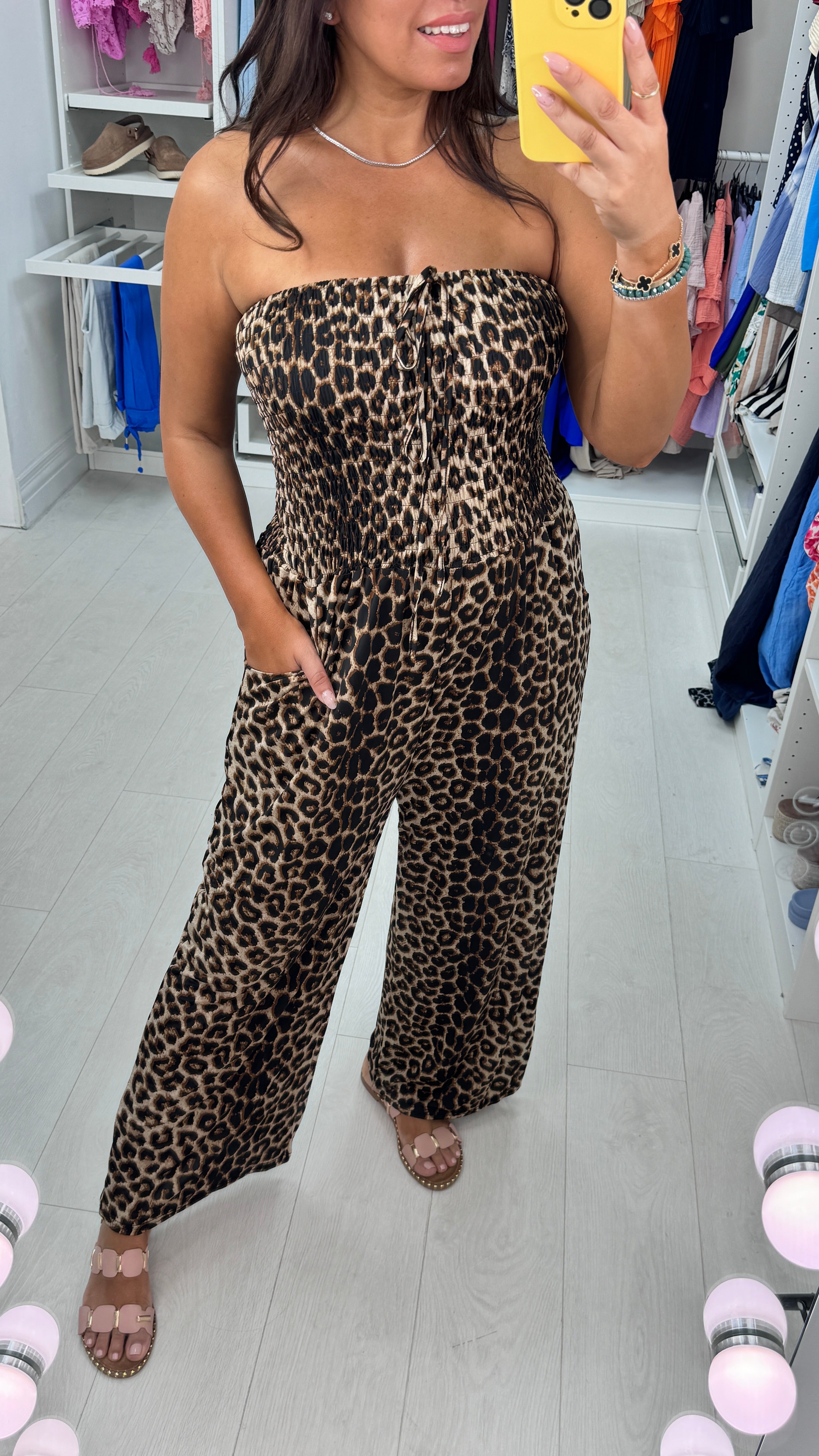 Camille Leopard Print Elasticated Bust Jumpsuit
