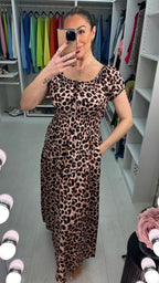 Meggie Leopard Print Button Detailed Maxi Dress
