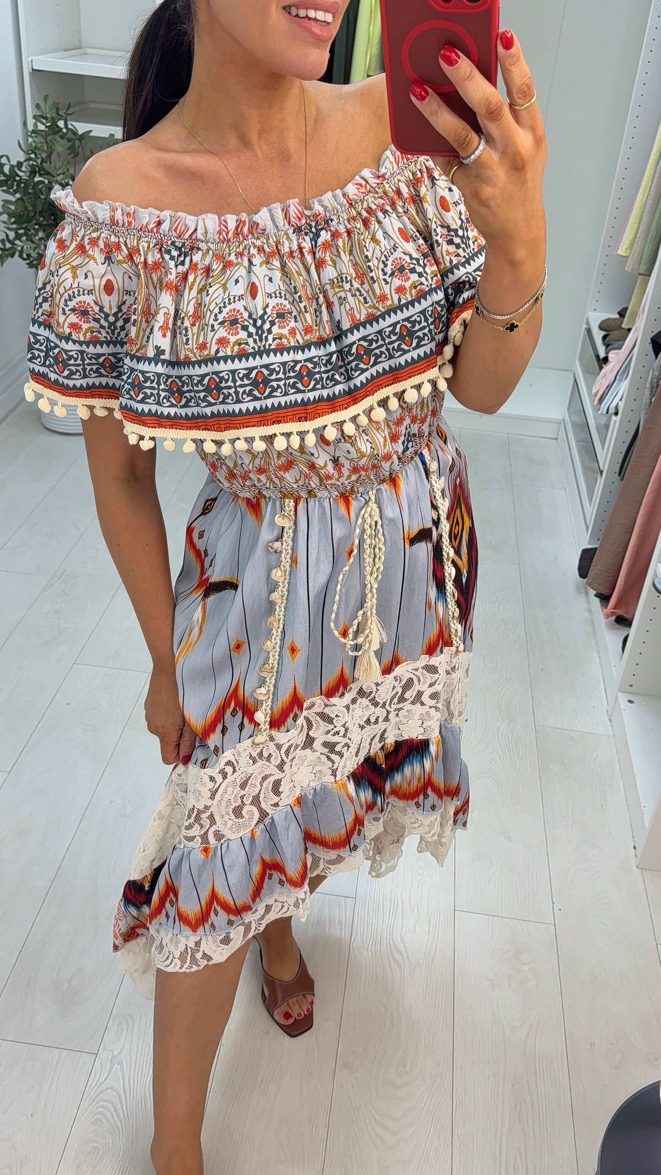 Serena Bohemian Bardot Maxi Dress