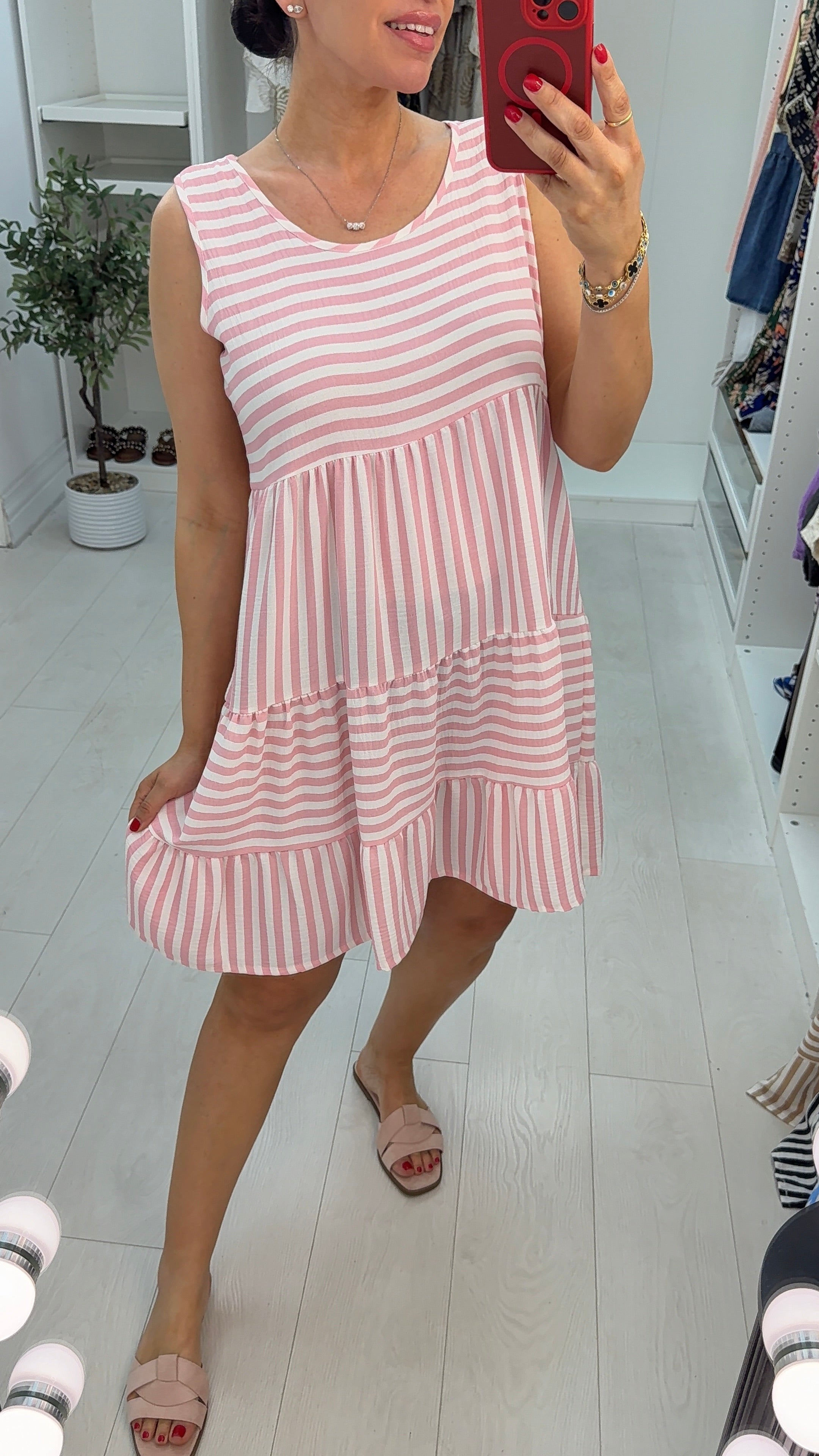 Maven Stripe Sleeveless Smock Dress