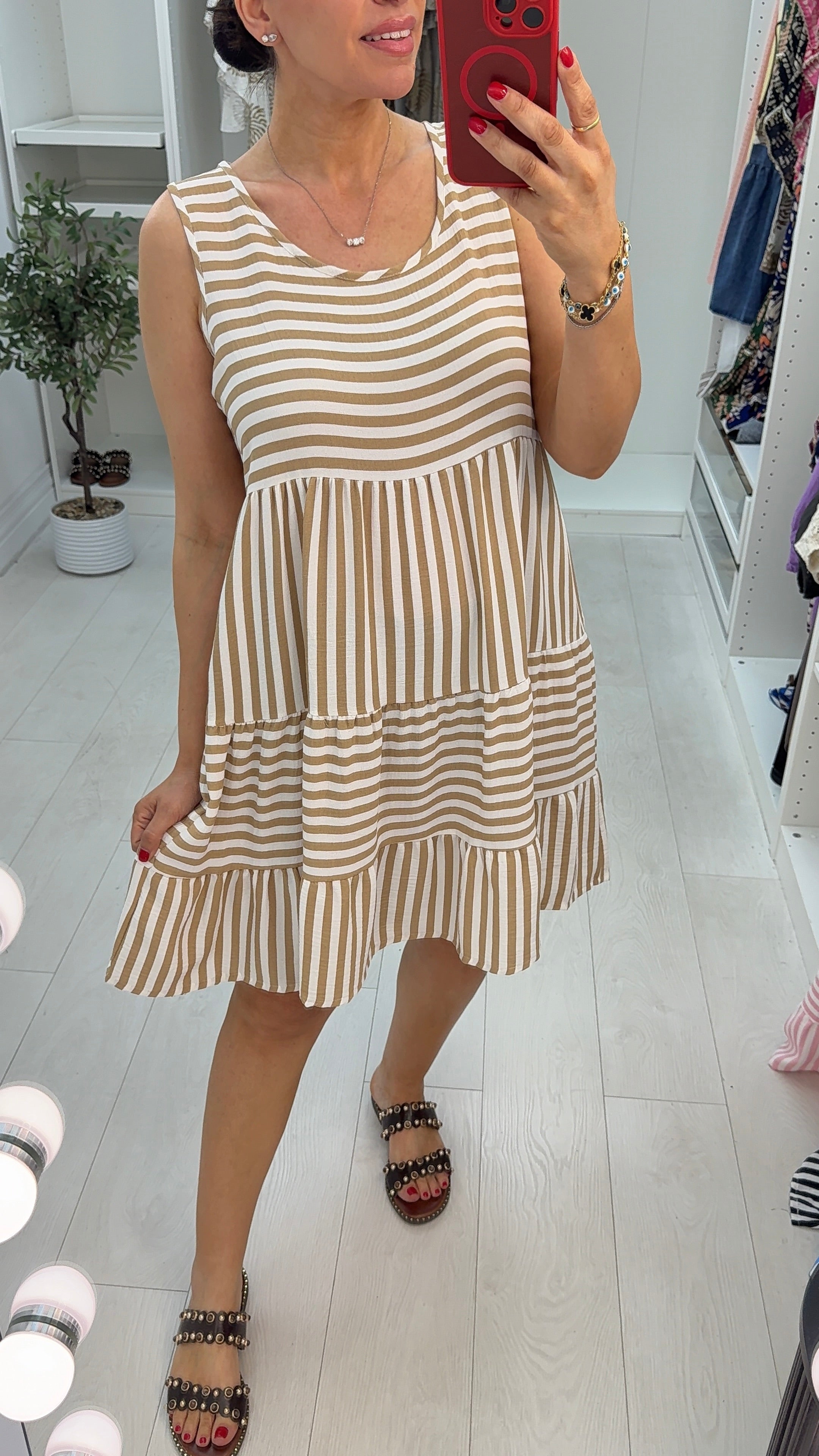 Maven Stripe Sleeveless Smock Dress