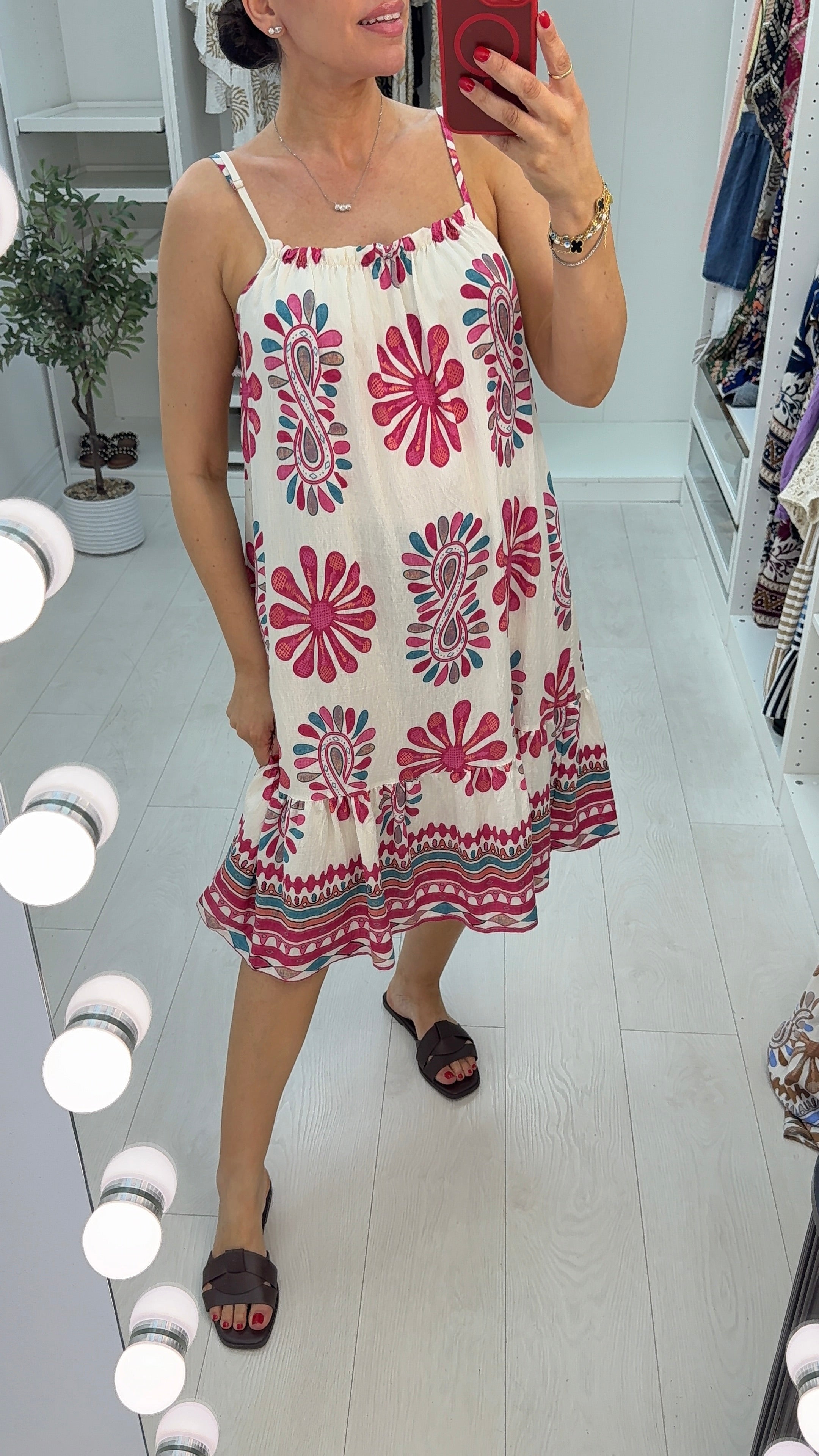 Zafira Paisley Print Strappy Midi Dress