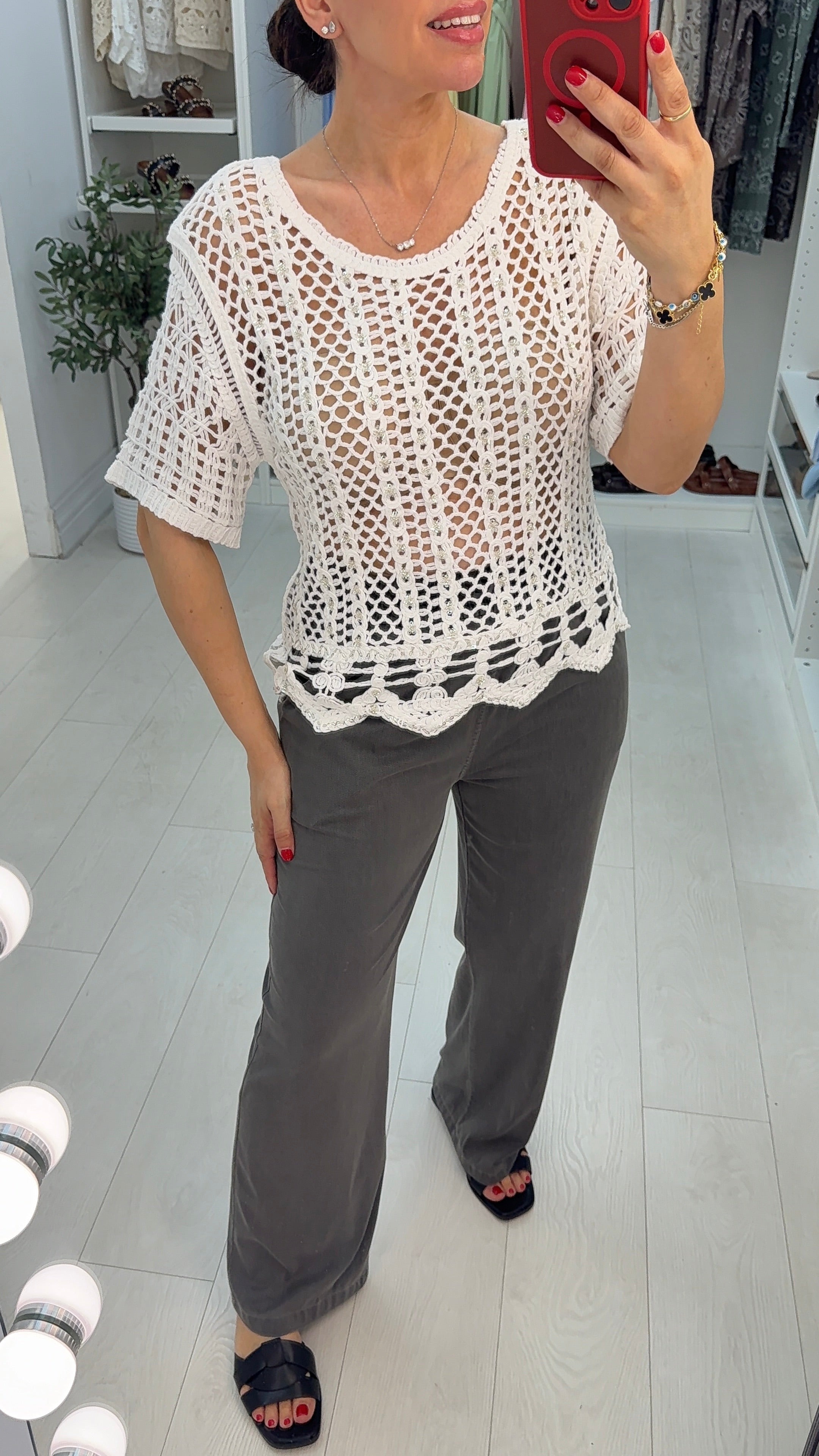 Sylvie Embellished Crochet Top