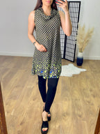 Zaylee Ring Button Cowl Neck Dress