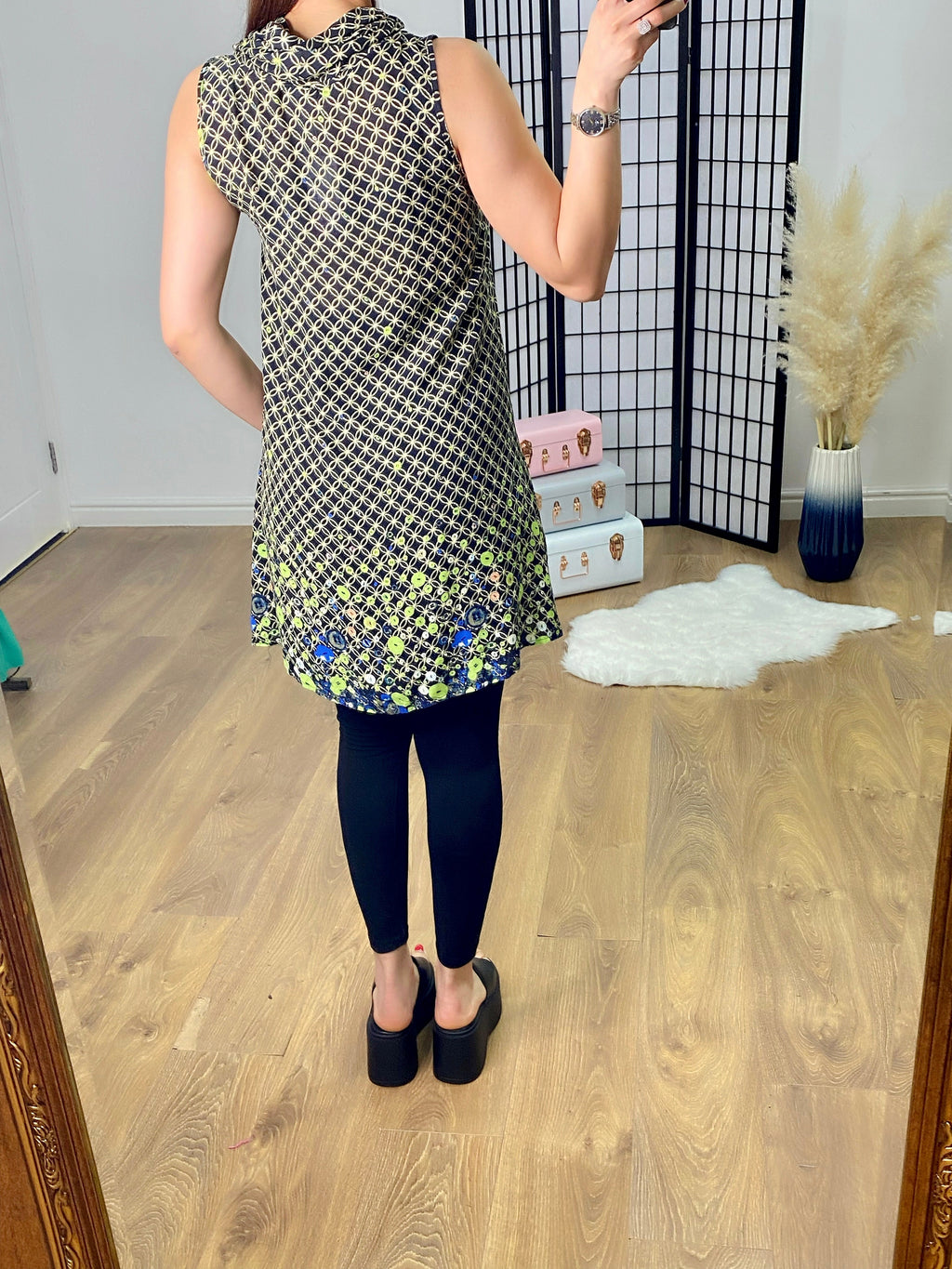 Zaylee Ring Button Cowl Neck Dress