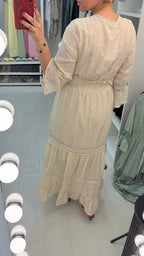 Luni Embroided V Neck Maxi Dress