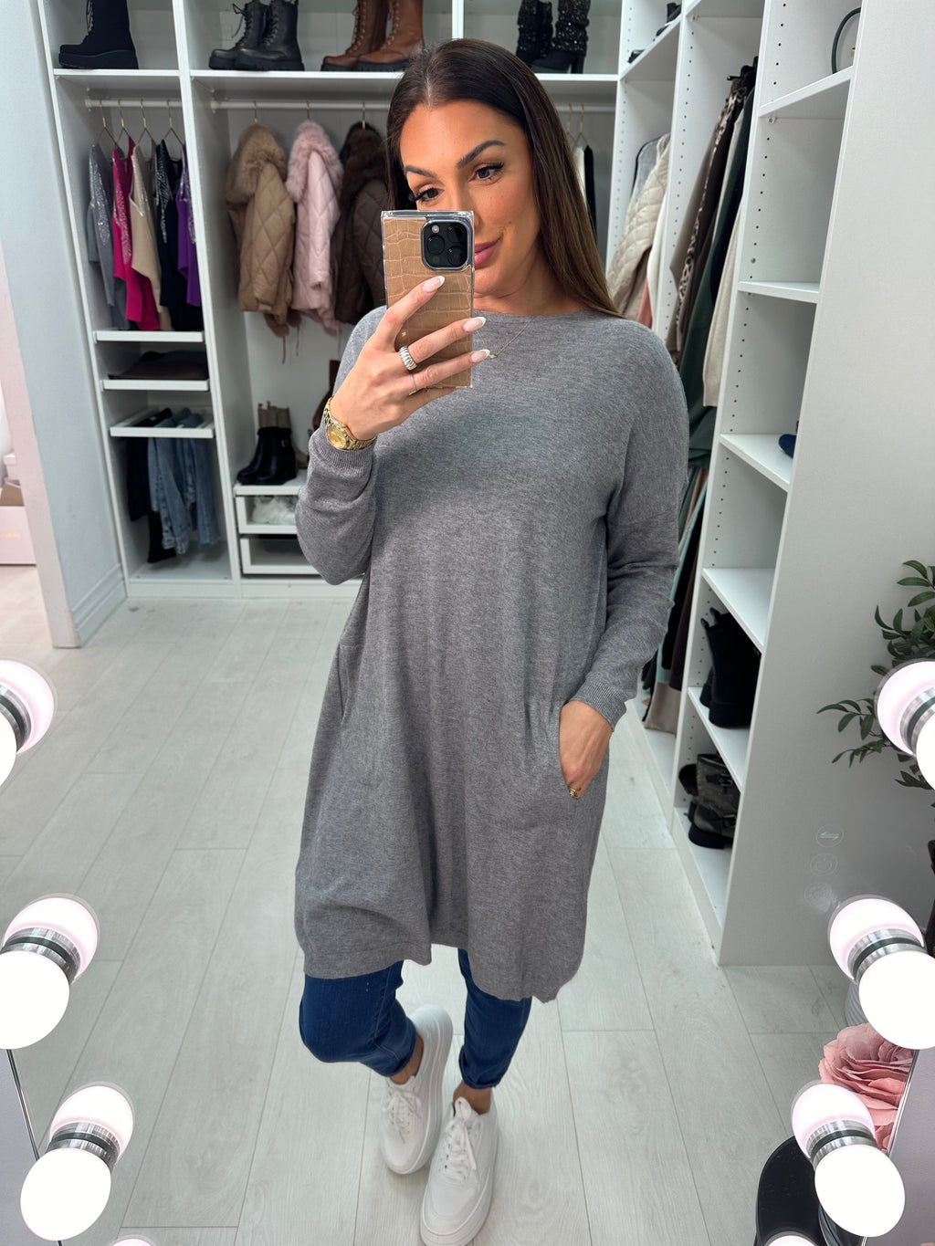 Ottie Plain Button Back Jumper Dress