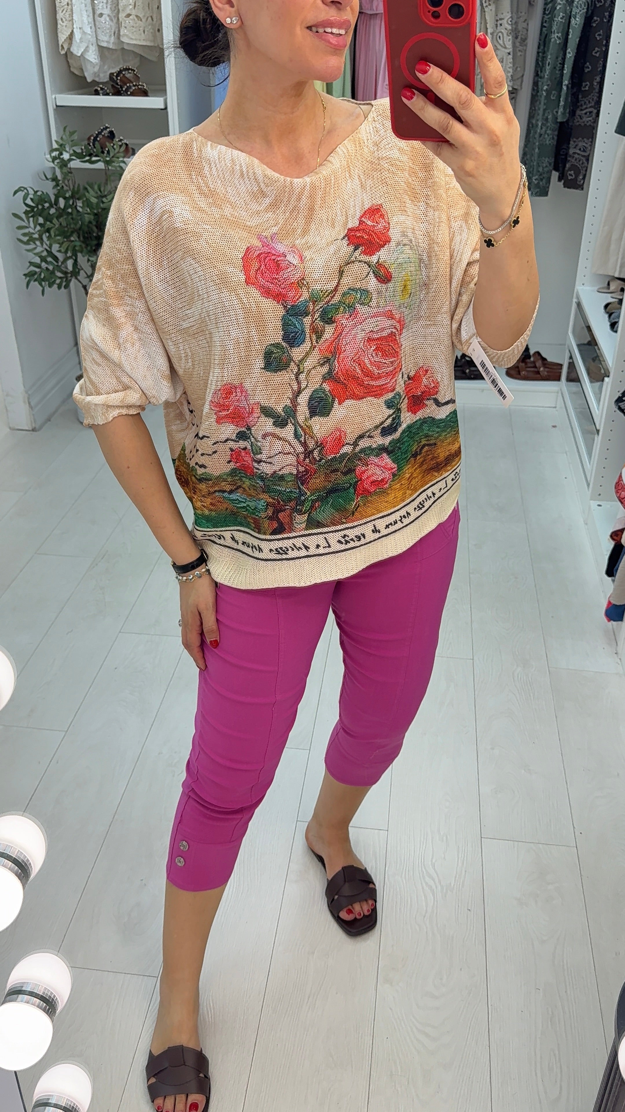 Della Rose Print Batwing Top